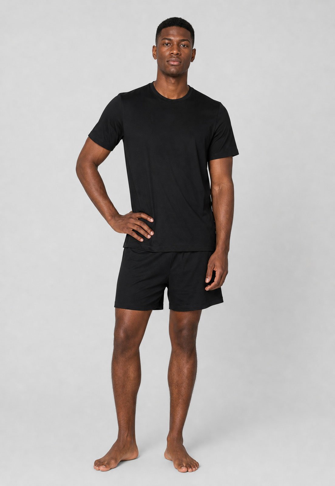 Conjunto Pijama Curto Masculino Hering Algodão Preto