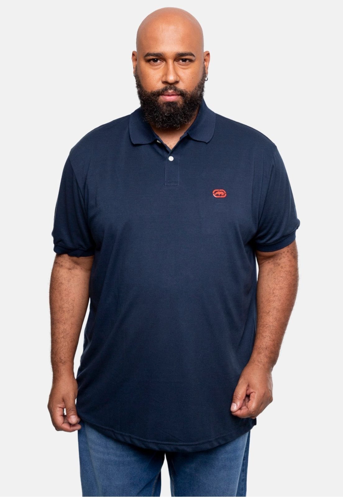 Camisa Polo Ecko Piquet Plus Size Azul Marinho