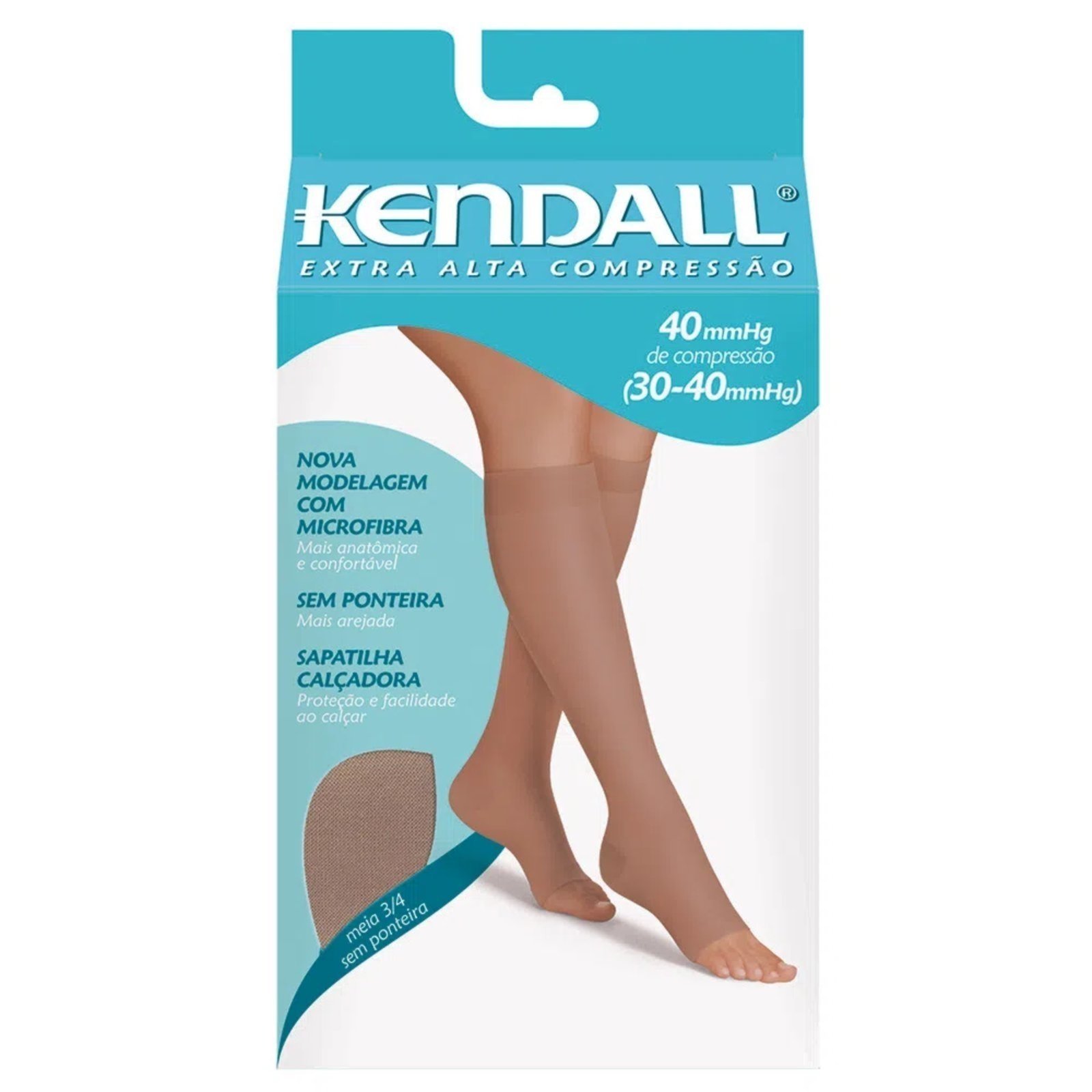 Meia Kendall 3/4 Extra Alta Compressão sem Ponteira – 1901 Bege