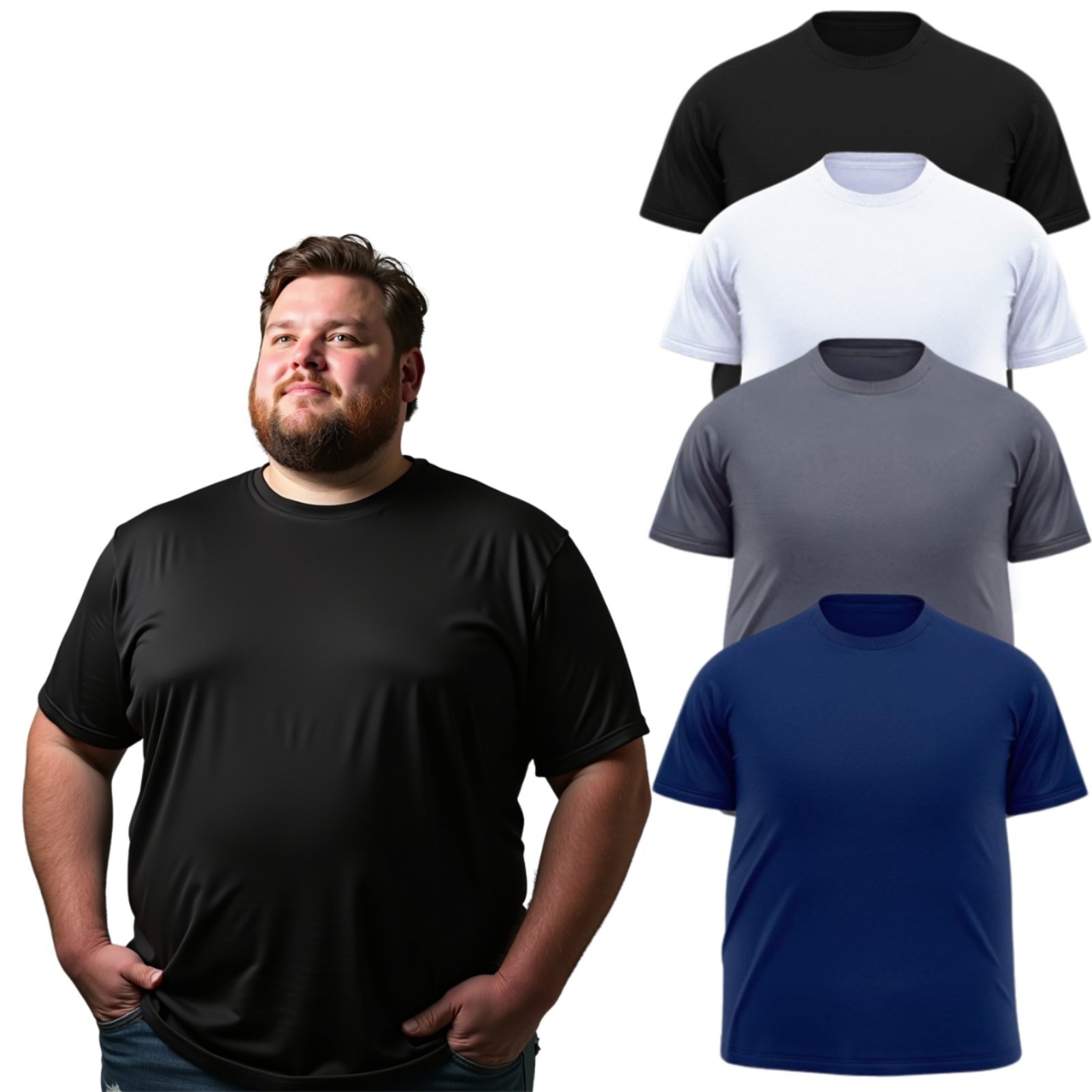 Kit 4 Camisetas Masculinas TH6 Dry Fit Poliéster Premium Plus Size Básicas Lisas