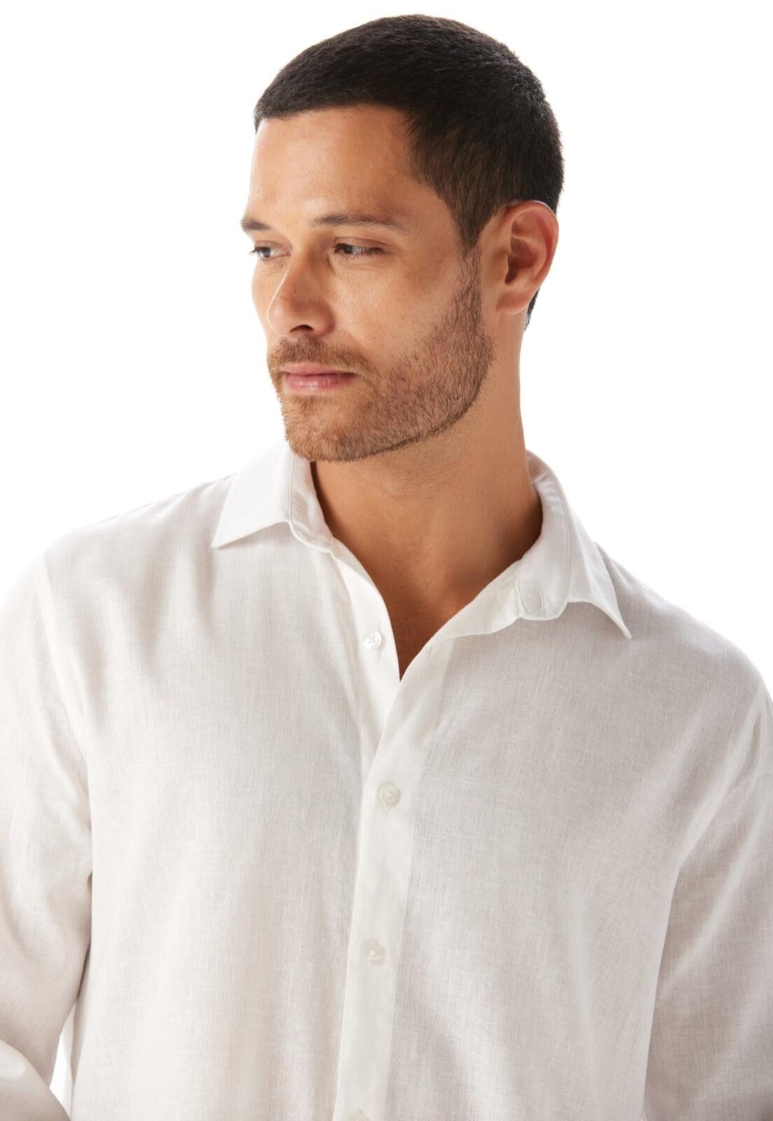 Camisa Linho Regular Manga Longa Traymon - Off White - Xgg