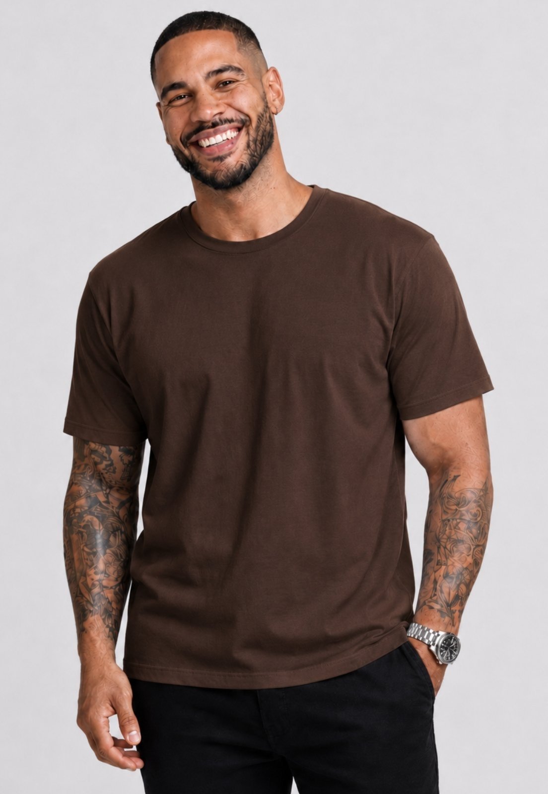 Camiseta Masculina Básica Lisa 100% Algodão Daze Modas Marrom