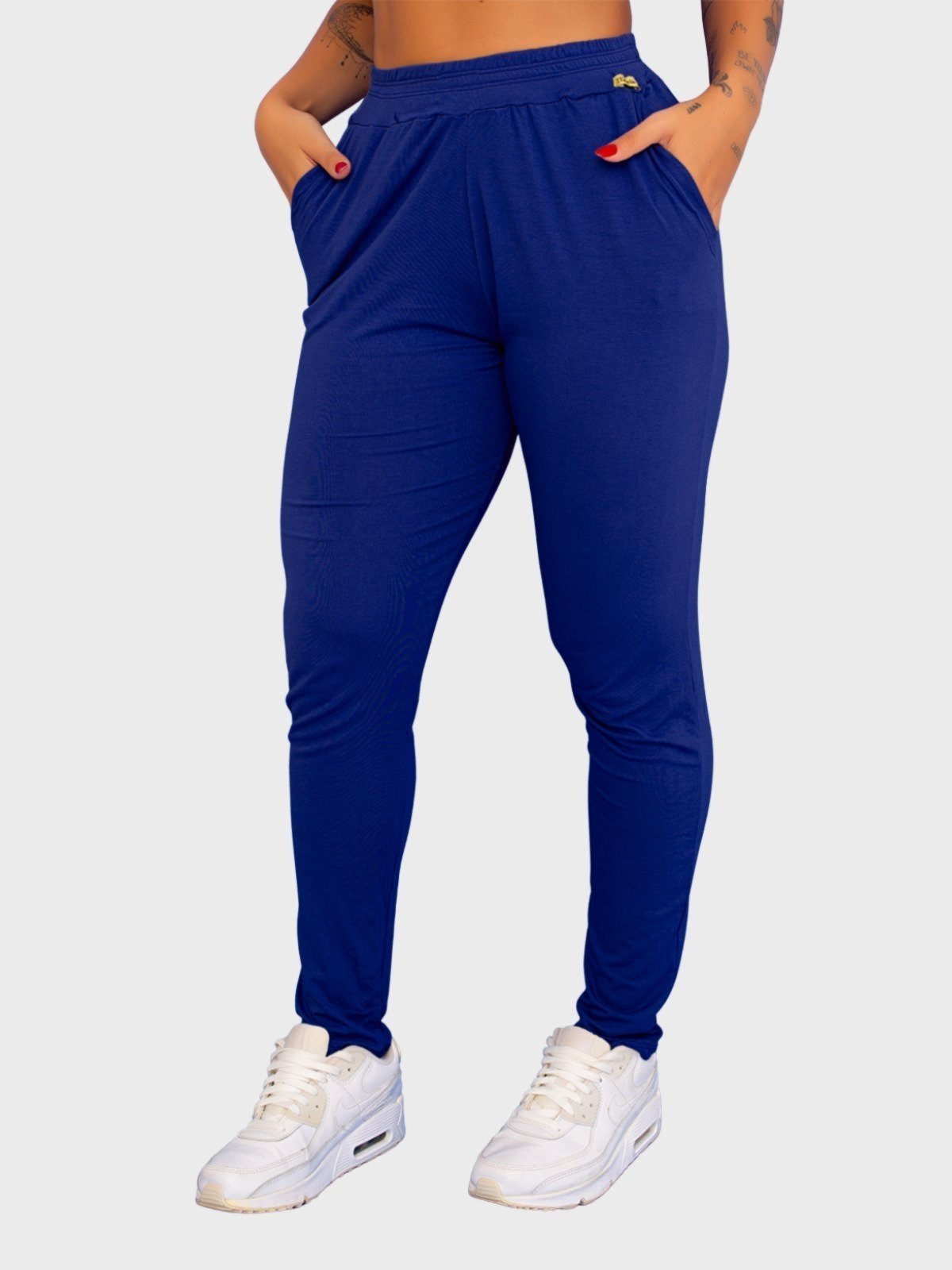 Calça Viscolycra Tarelles Soltinha Bolso Azul Marinho