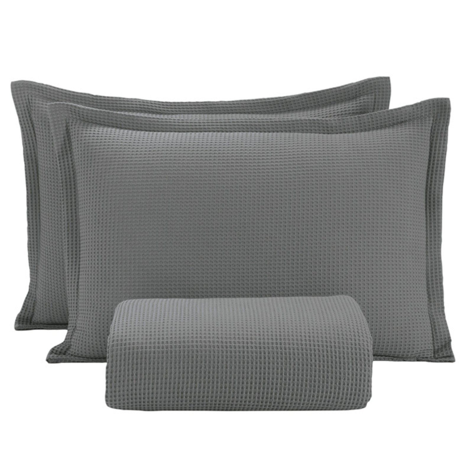 Kit Colcha Casal Piquet Dohler 3 Peças Cinza Chumbo