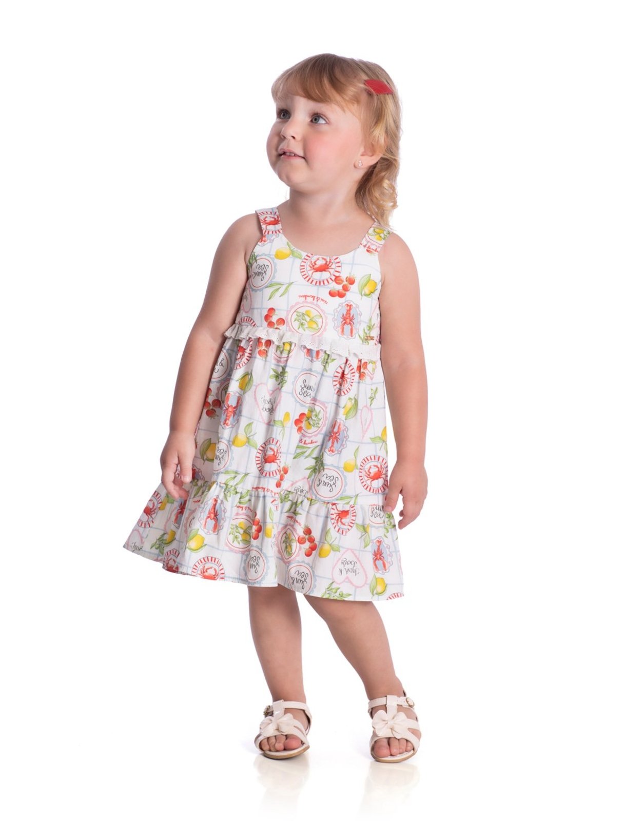 Infantil - Vestido tricoline estampa mediterrânea