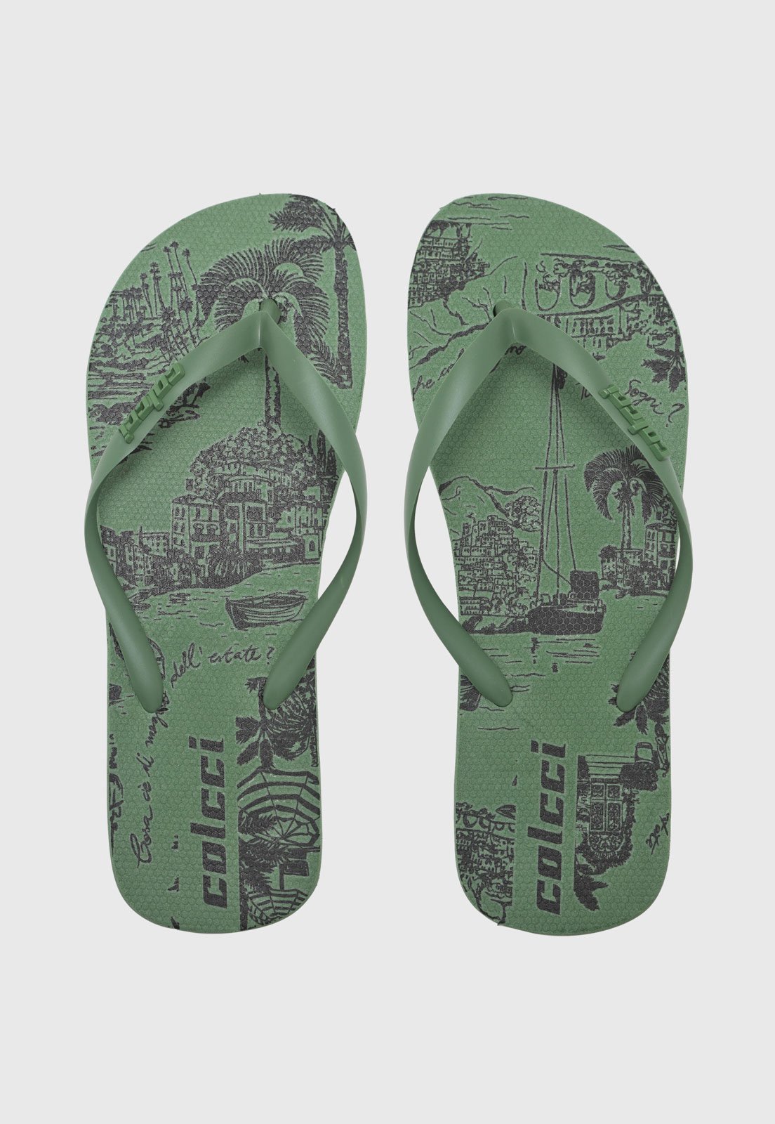 Chinelo Feminino Colcci Estampa Urbana Verde