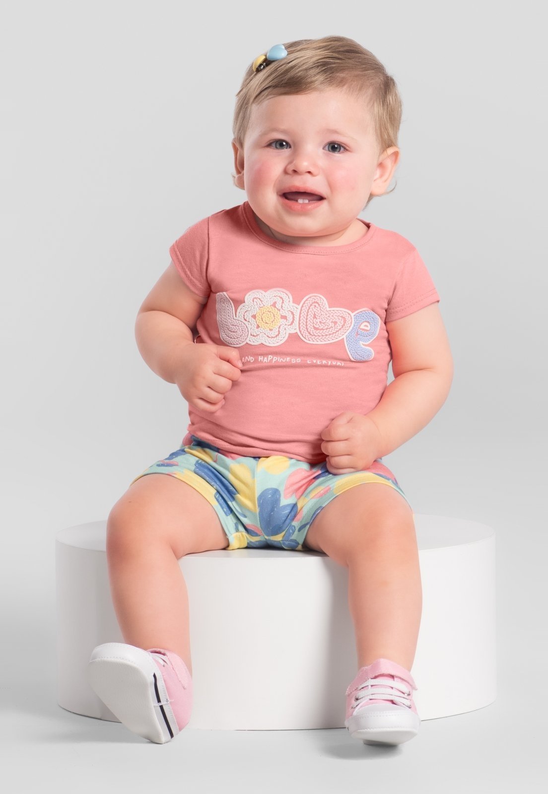 Vista 2 Infantil - Conjunto menina floral Brandili Baby rosa Brandili rosa