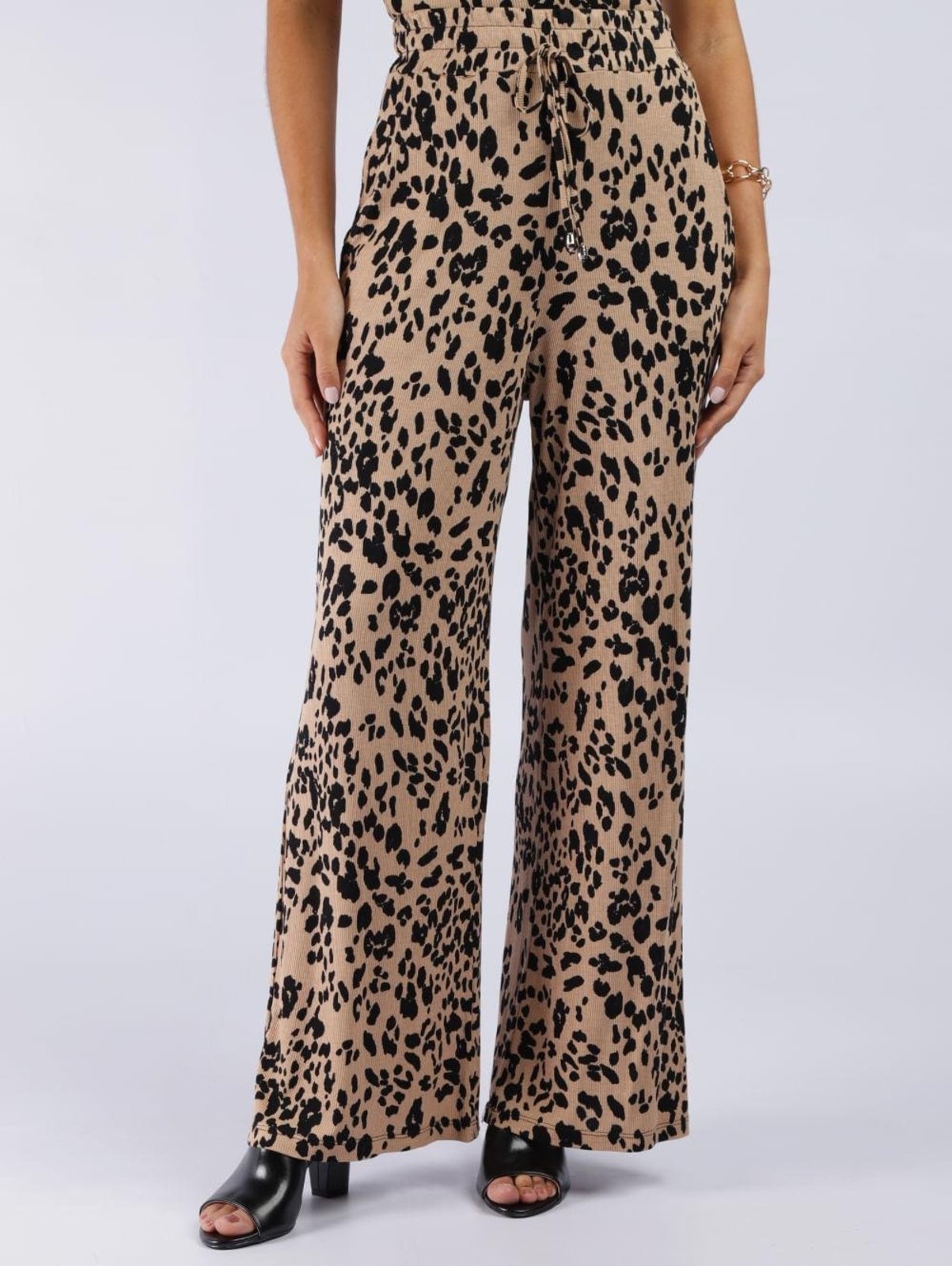 Calça Canelada Wide Leg Autentique Feminina BEGE