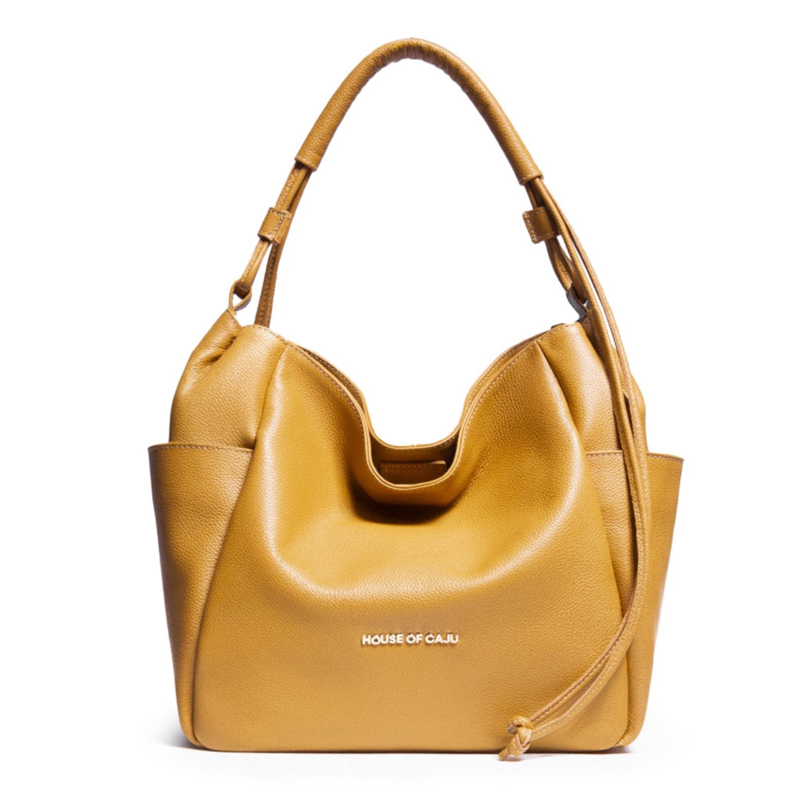 Bolsa Feminina Em Couro Tiracolo Mostarda “Candice Rezende”””