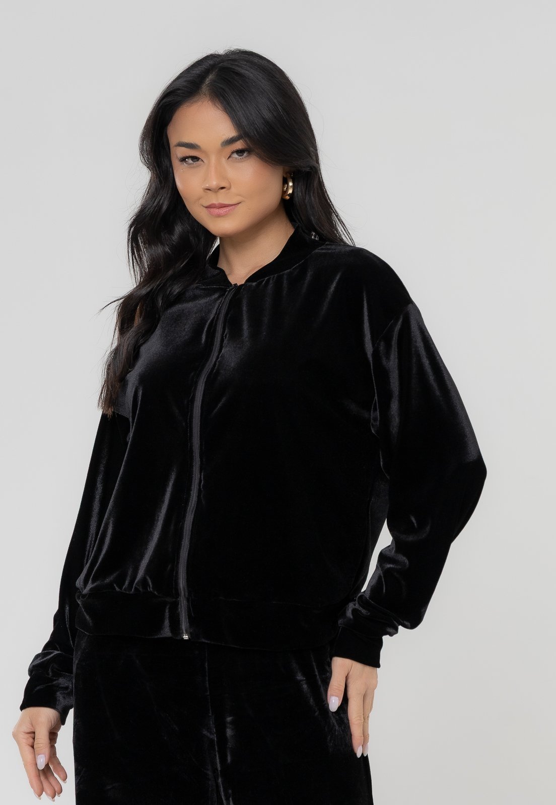 Blusa Aura Edna Veludo Preto
