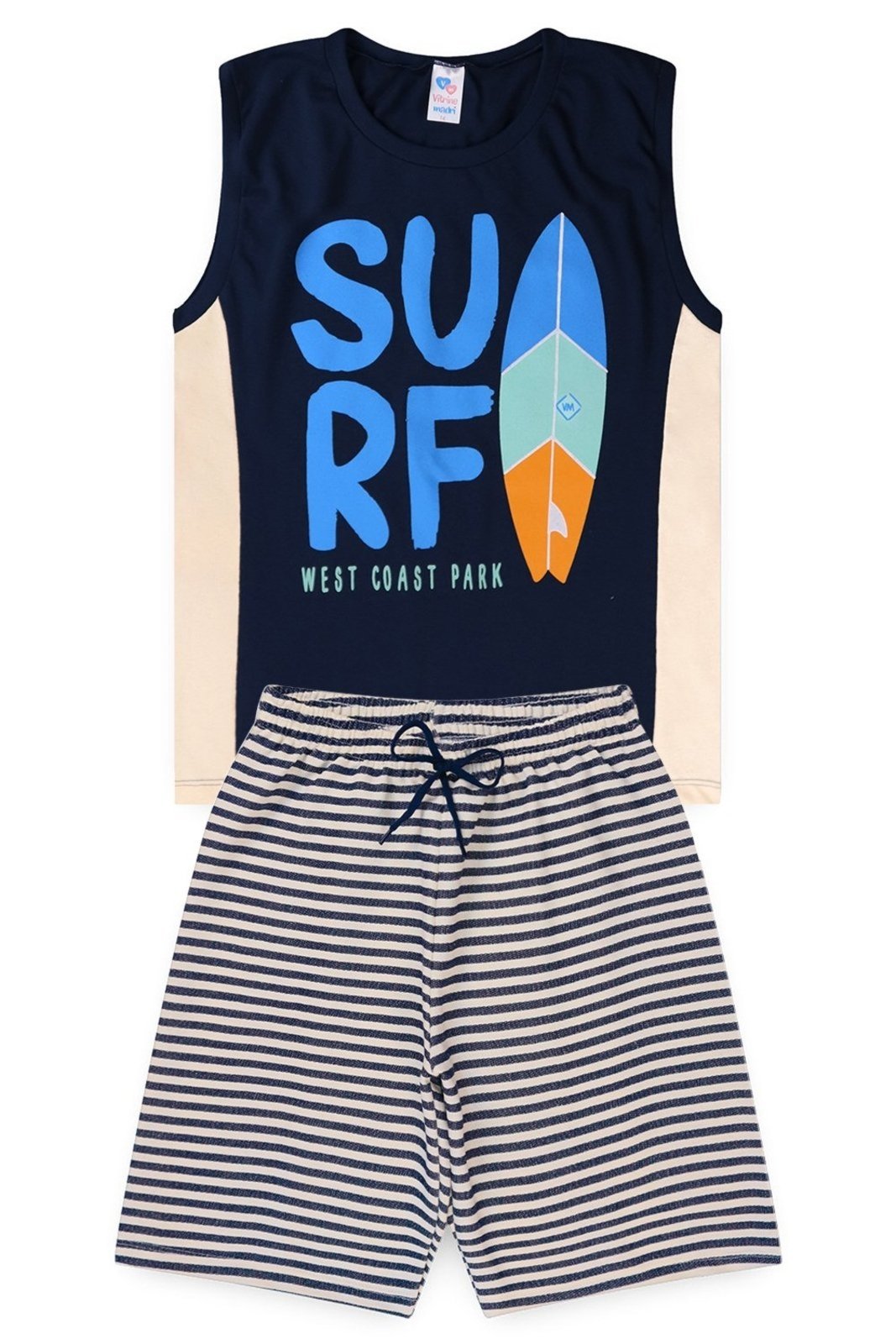 Infantil - Conjunto Juvenil Verão Masculino Regata Surf