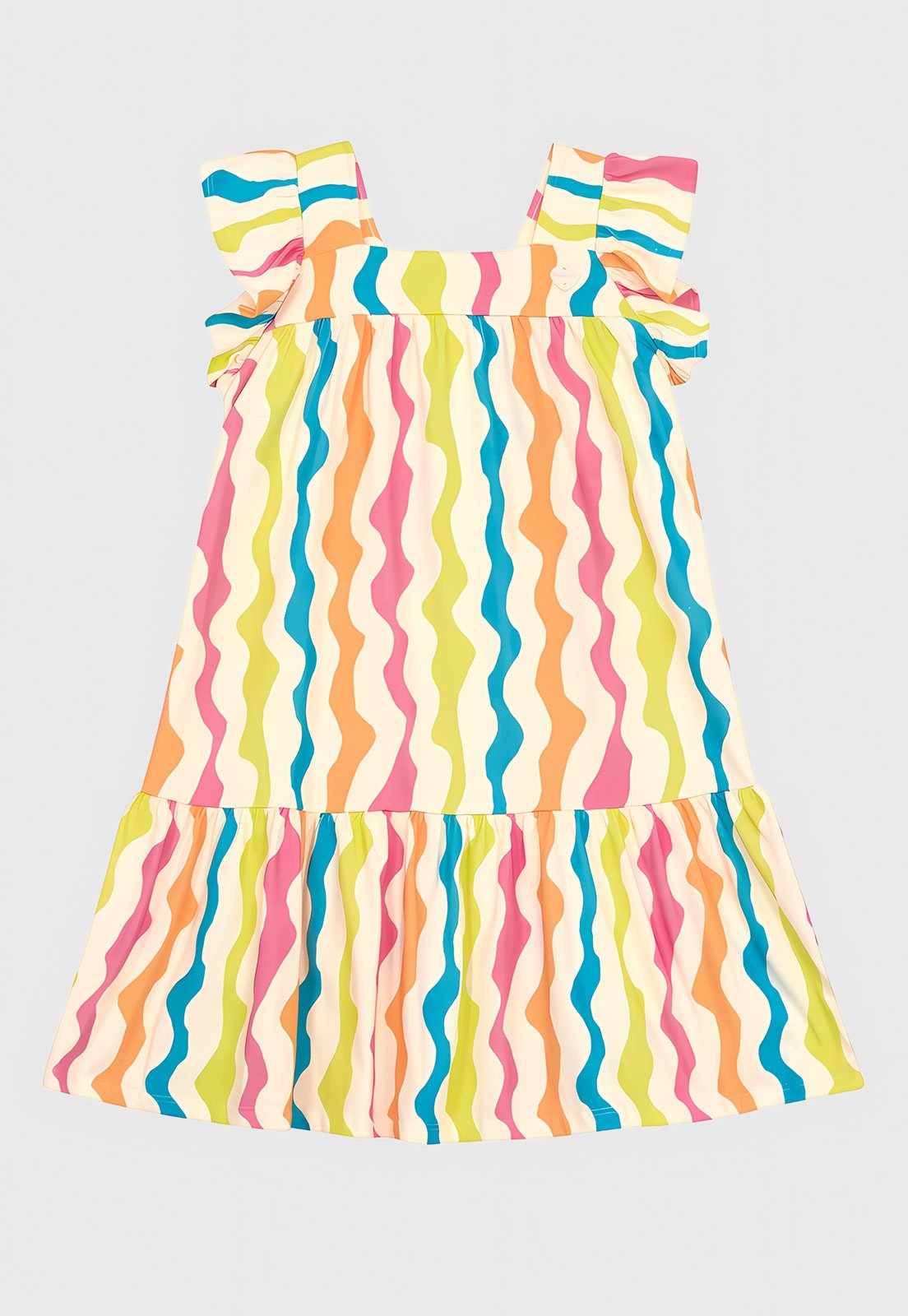 Infantil - Vestido Brandili Estampa Ondas Off-White