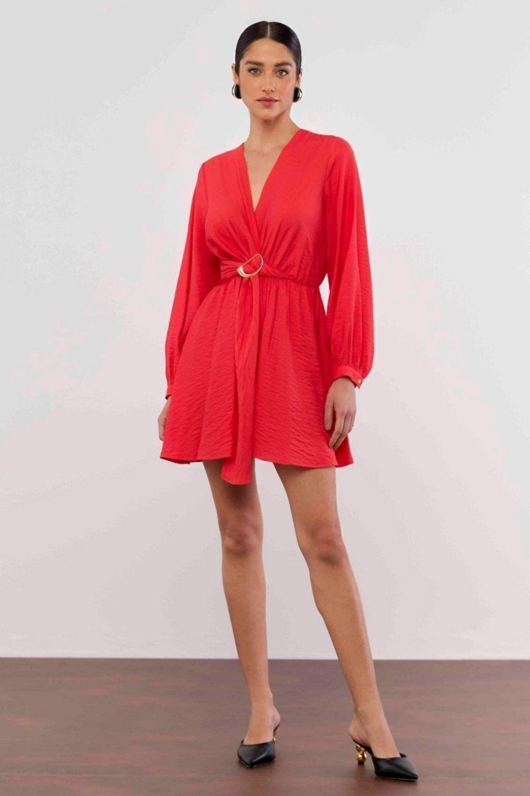 Vestido Curto Com Fivela Ritmi Studio Vermelho