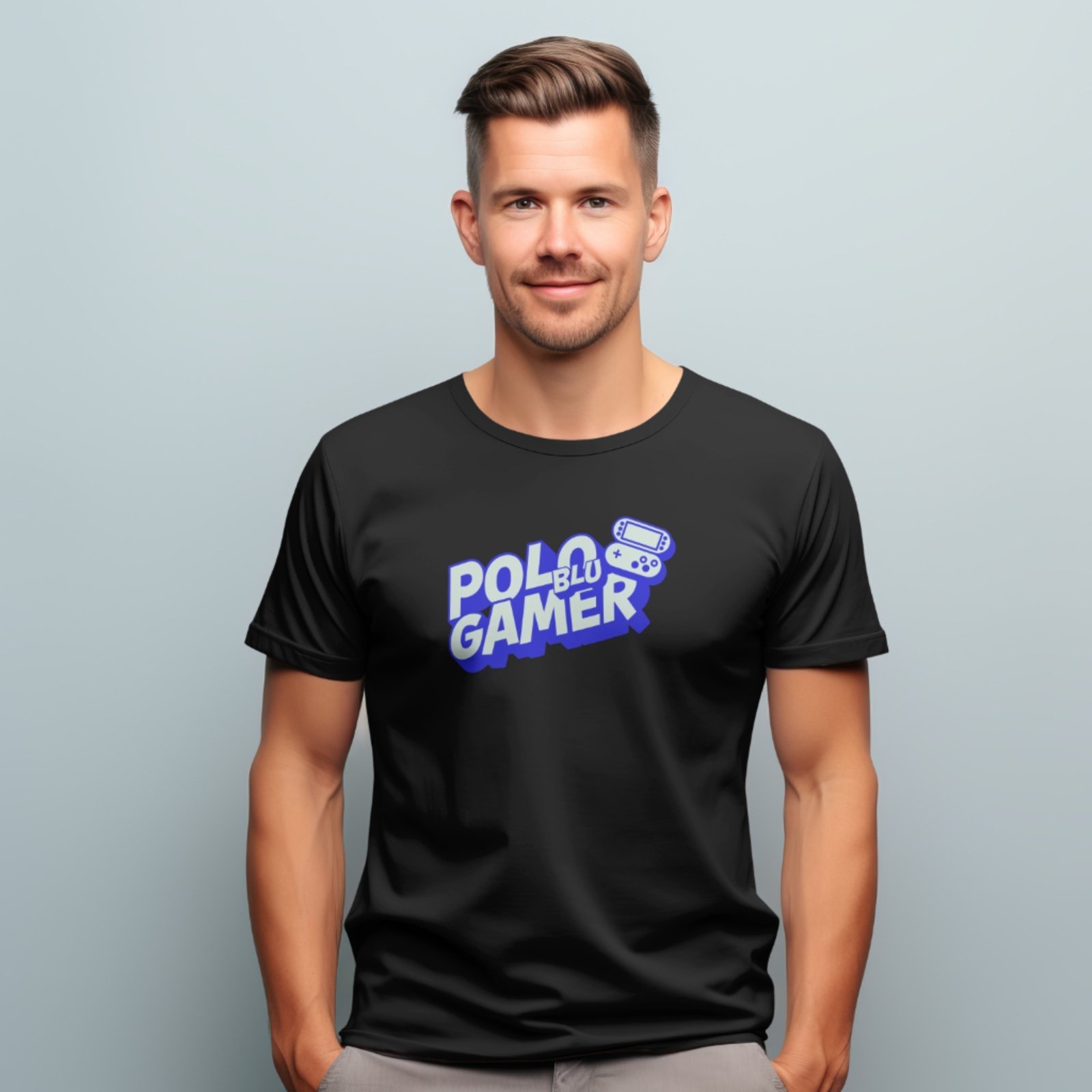 Camiseta Masculina Games Polo Blu Preta Malha Algodão do P ao G1