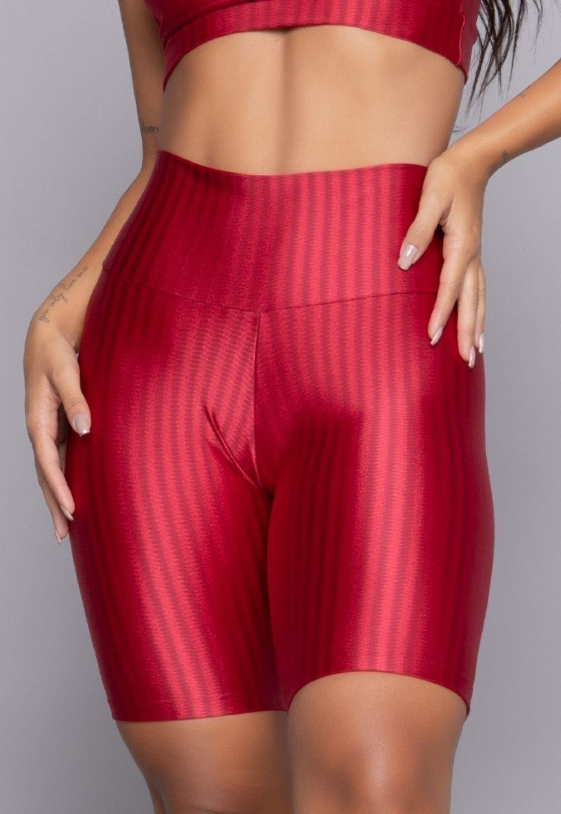 Bermuda Vekyo New Zig Ciclista Fitness 3D Ikat Feminina Vermelho