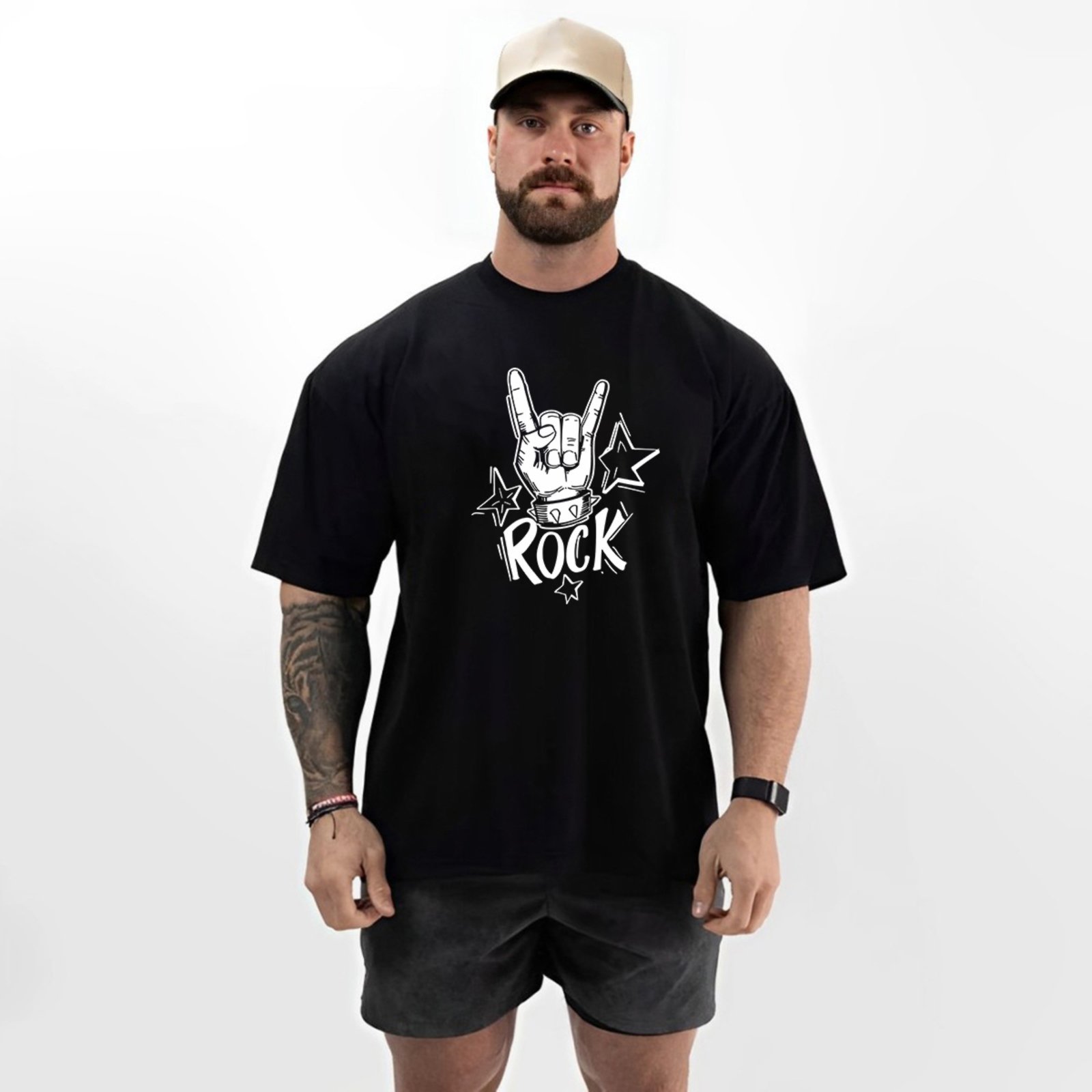 Camiseta Oversized Over Masculina Algodão Academia Preto