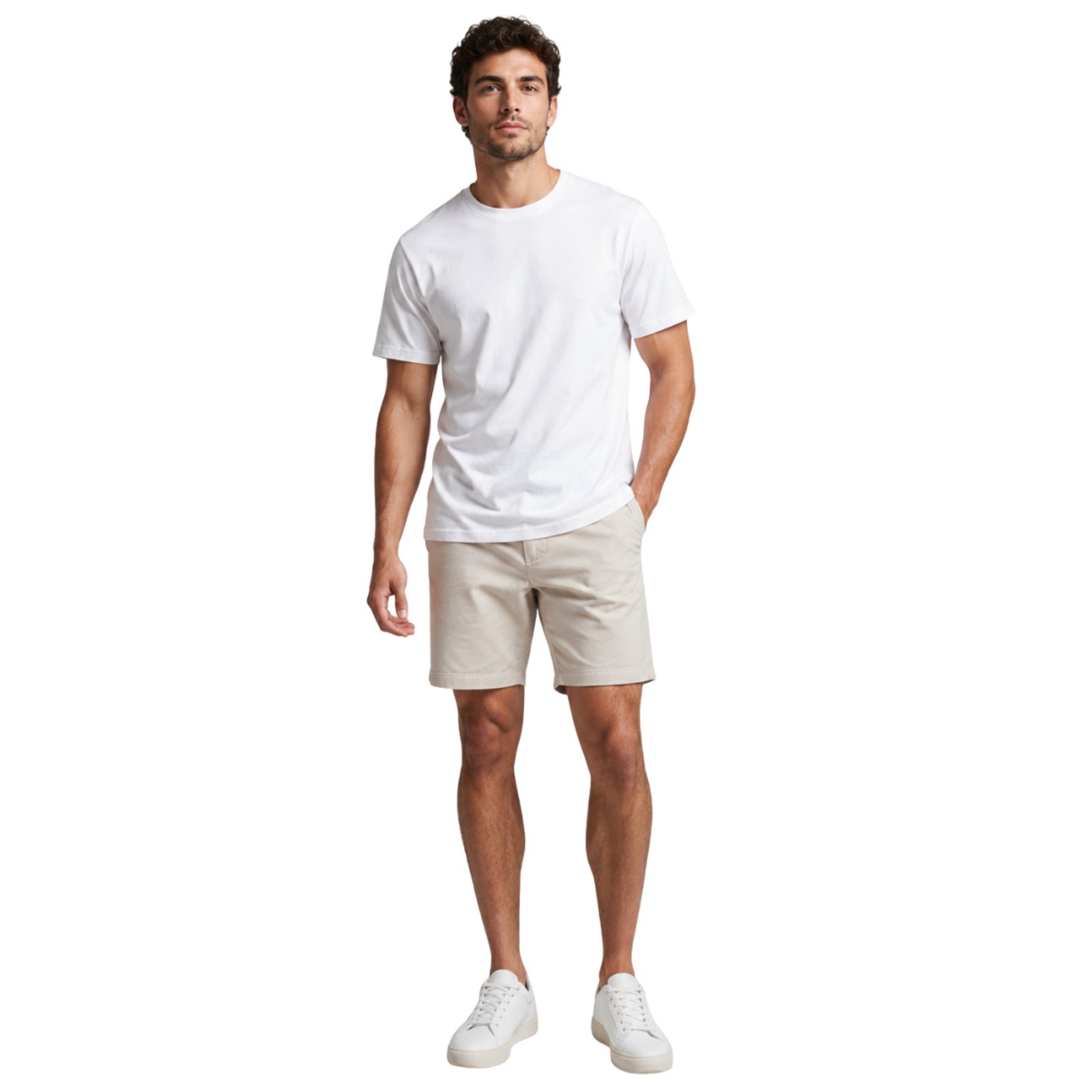 Camiseta Básica Masculina Casual Slim Fitness - Branco