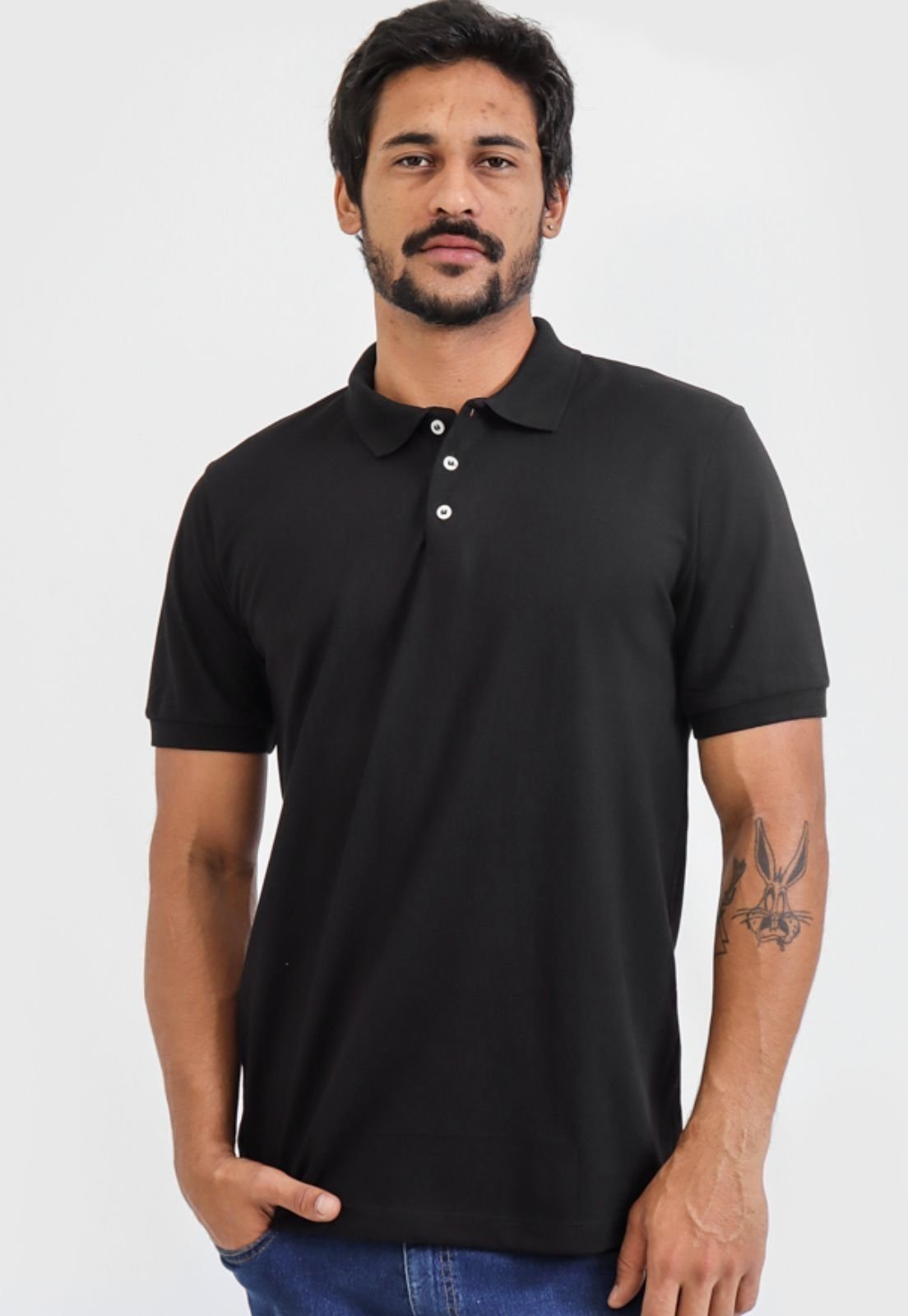 Camisa Polo Masculina Basica Casuals Rute Paula Preto