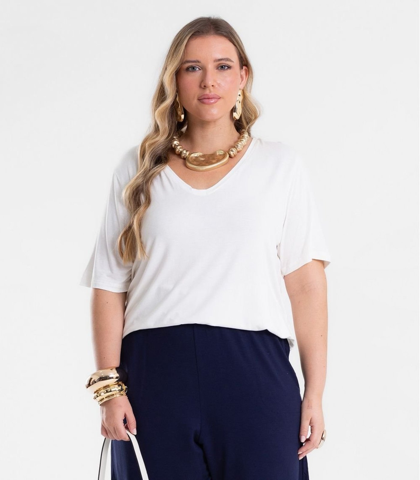 Blusa Feminina Plus Size Secret Glam Bege