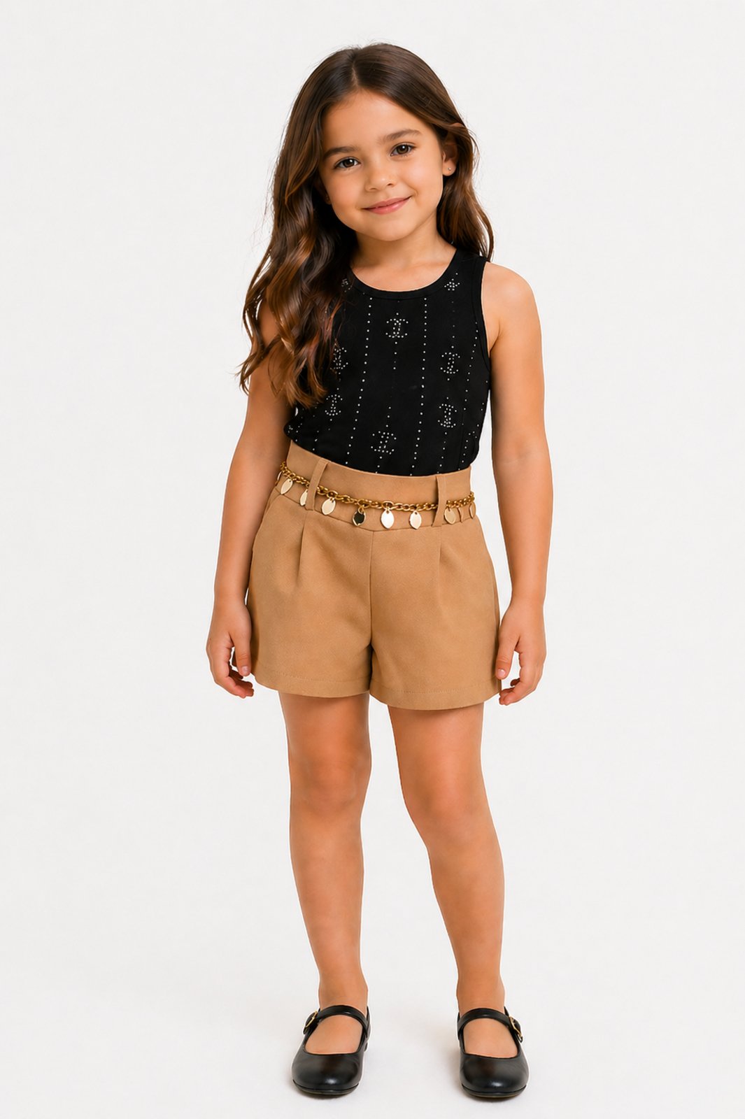Infantil - Short D Bell Outlet Fashion Alfaiataria Bege