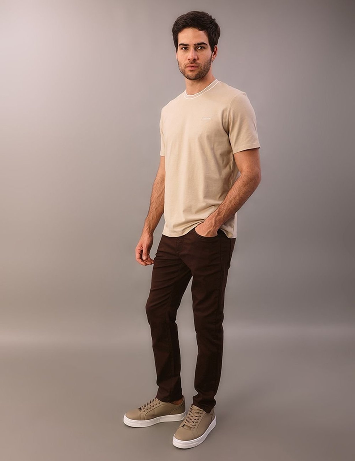 Calça 5 Pockets Lisa - Marrom Calvin Klein Jeans