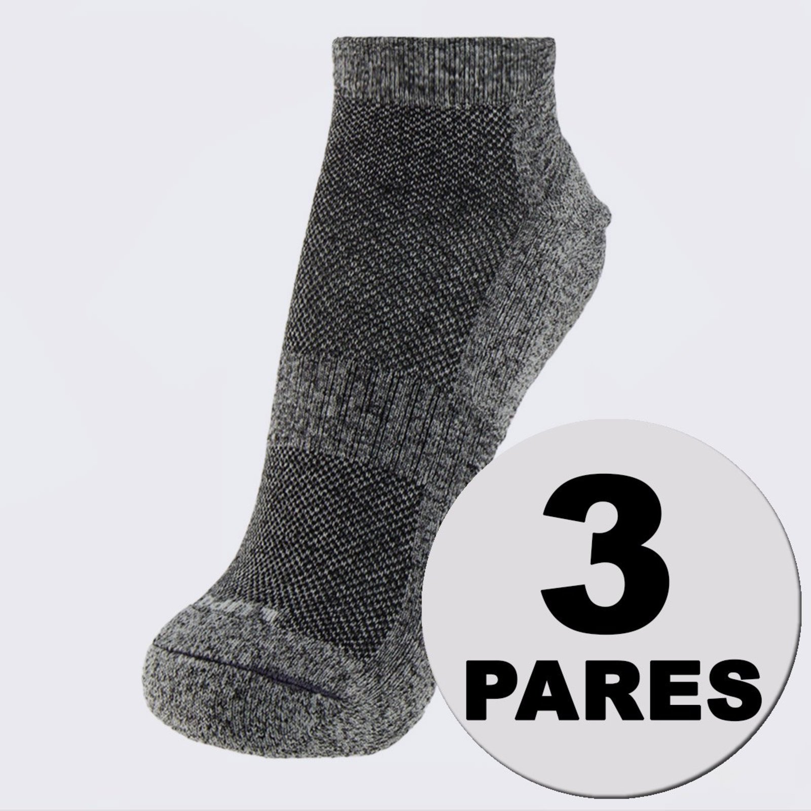 Kit Meia Lupo Performace Antiderrapante 3 pares Cinza