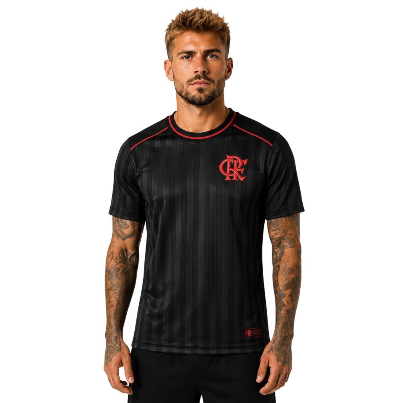 Camiseta Flamengo Masculina TPU Black Dry Fit Licenciada Futebol Premium Preto