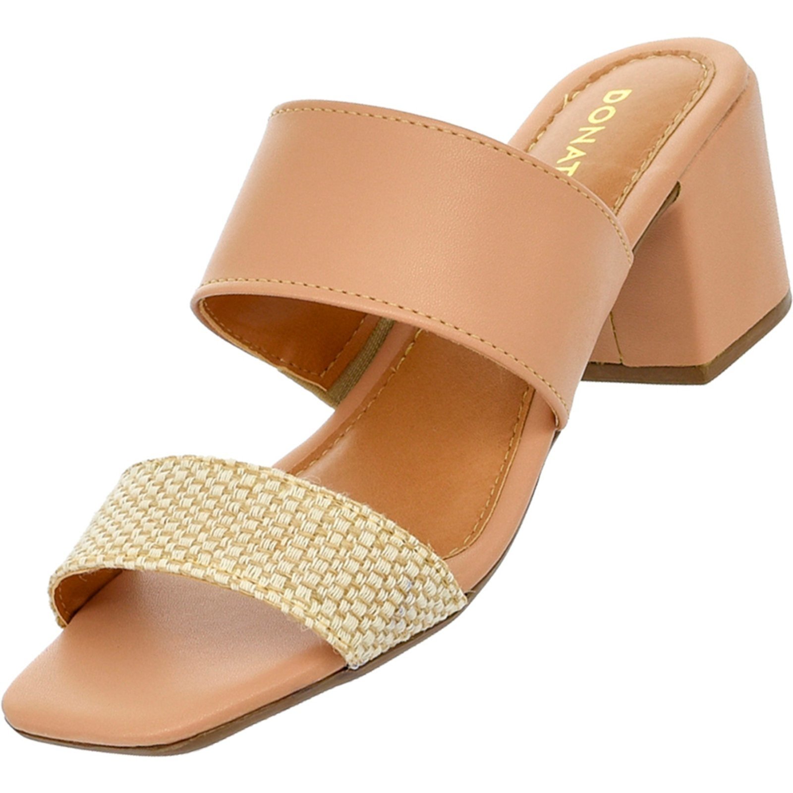 Vista 3 Sandália Feminina Donatella Shoes Bico Quadrado Salto Alto Bloco Juta Monte Shoes nude Monte Shoes nude