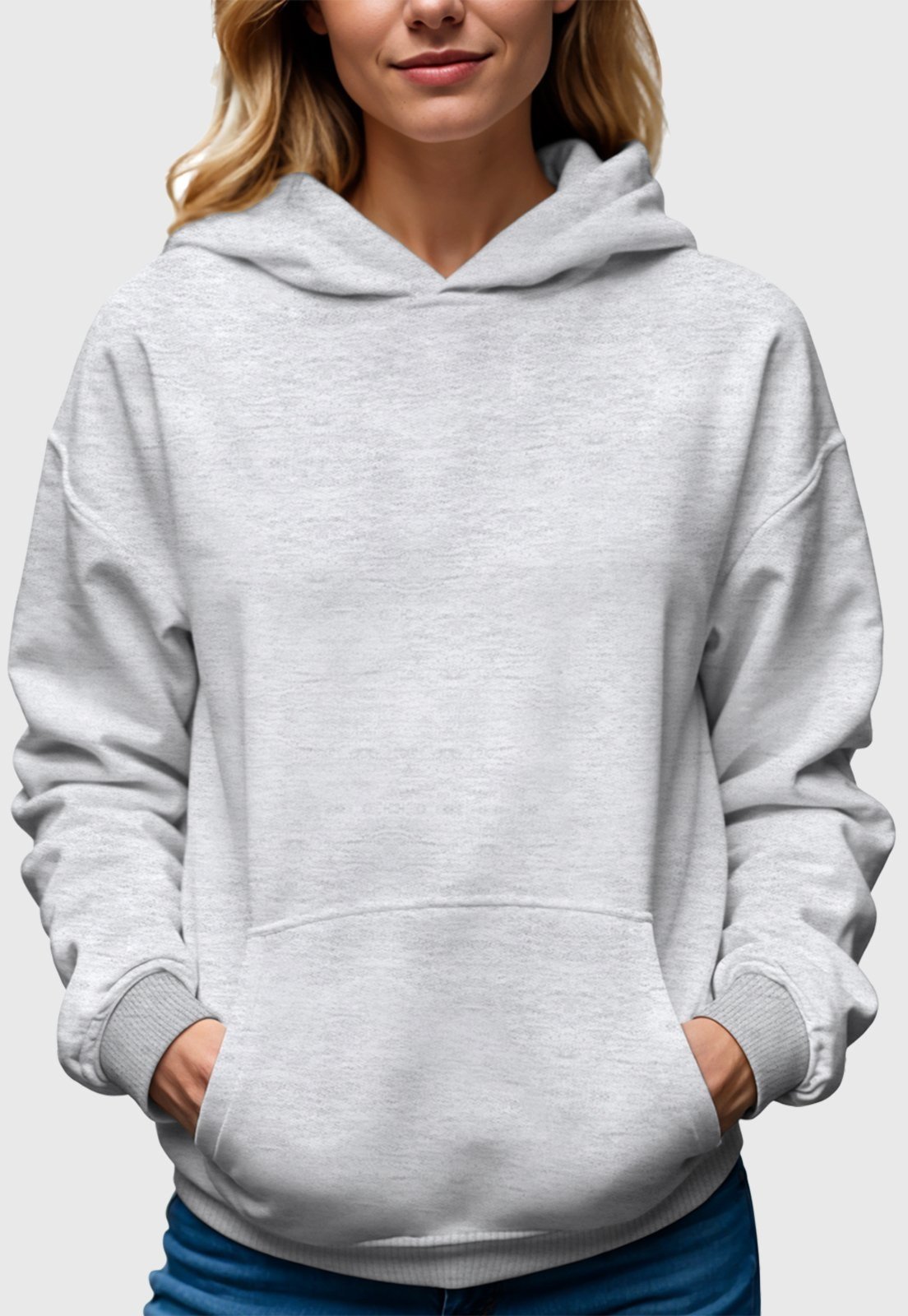 Moletom Canguru Feminino Flanelado Com Capuz Cinza Benellys