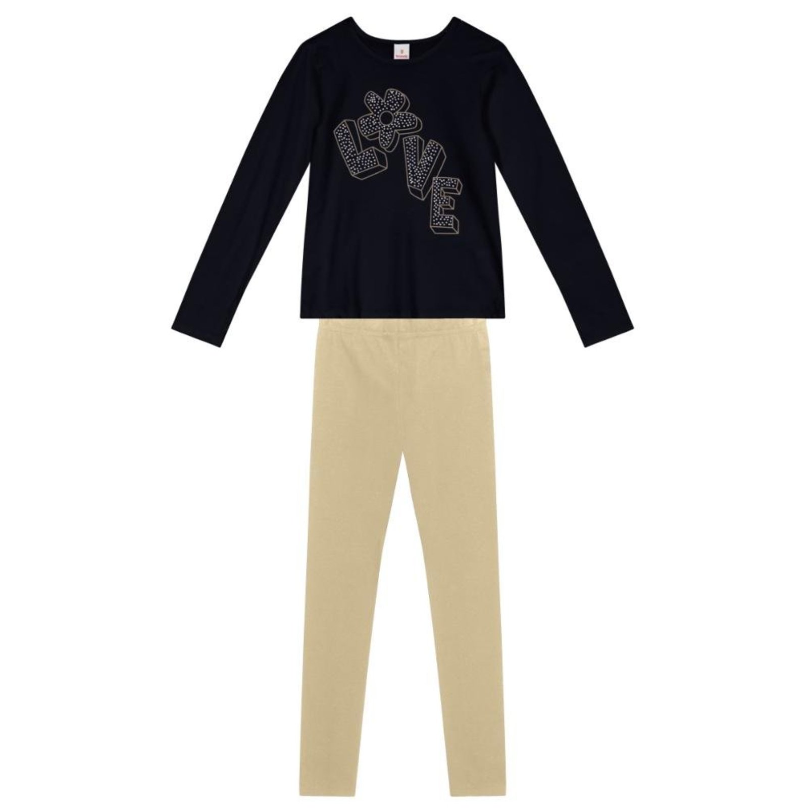 Infantil - Conjunto menina floral com strass Brandili