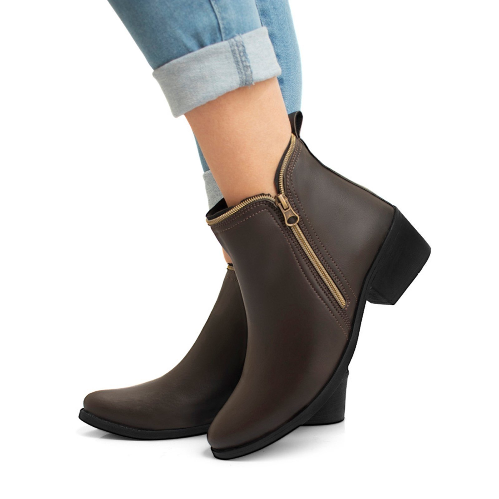 Bota Feminina Cano Curto Zíper Lateral Moderna Confortável