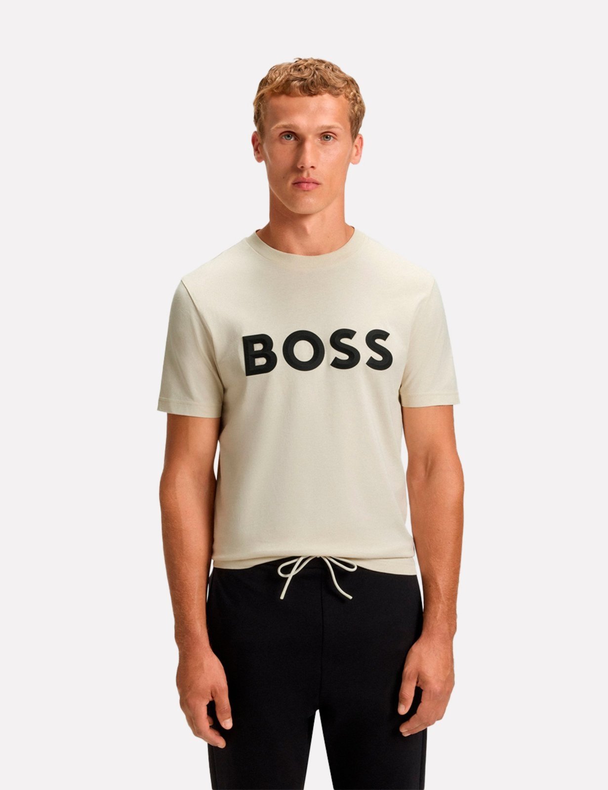 Camiseta Hugo Boss Masculina Regular Tee Iconic Zone Creme