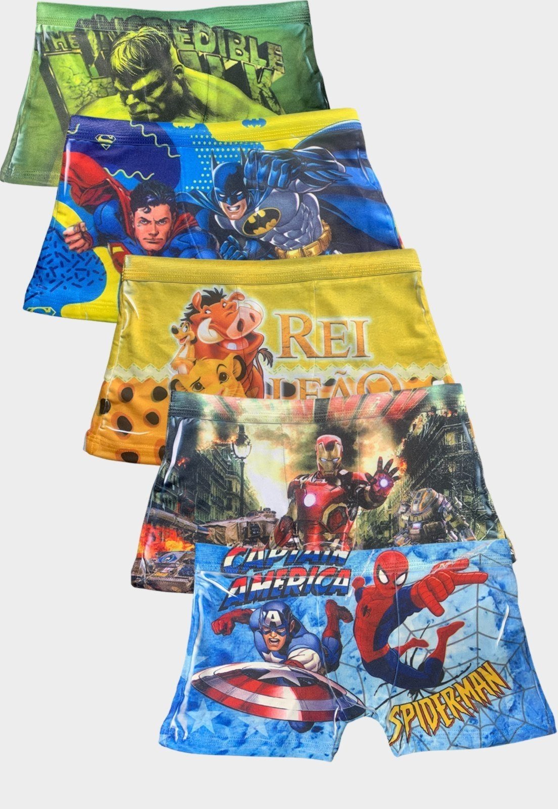 Kit 5 Cueca Box Boxer Fristyle Em Microfibra Personagens Menino Multicolorido