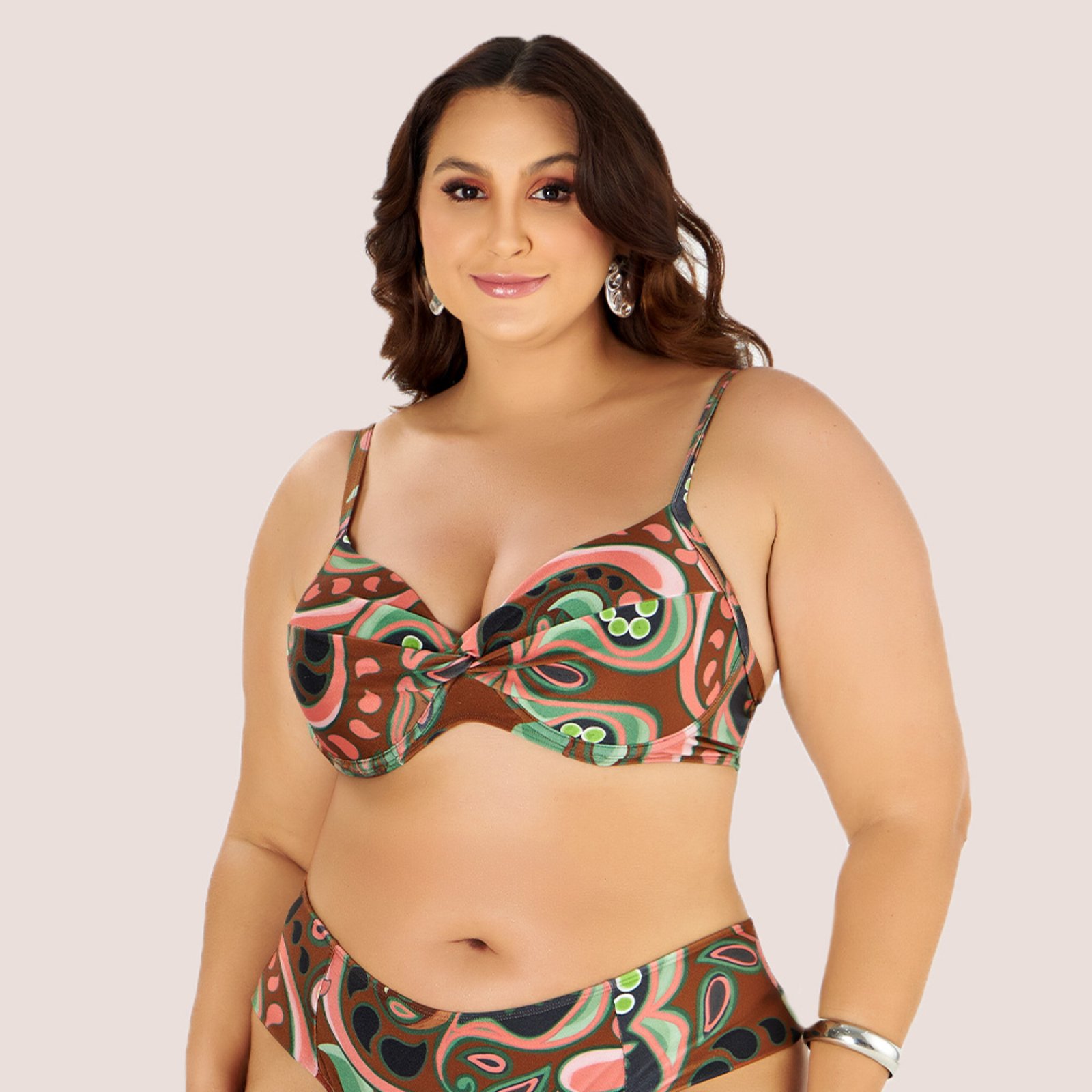 Biquíni Sutiã Avulso com Bojo e Proteção UV Plus Size Marrom