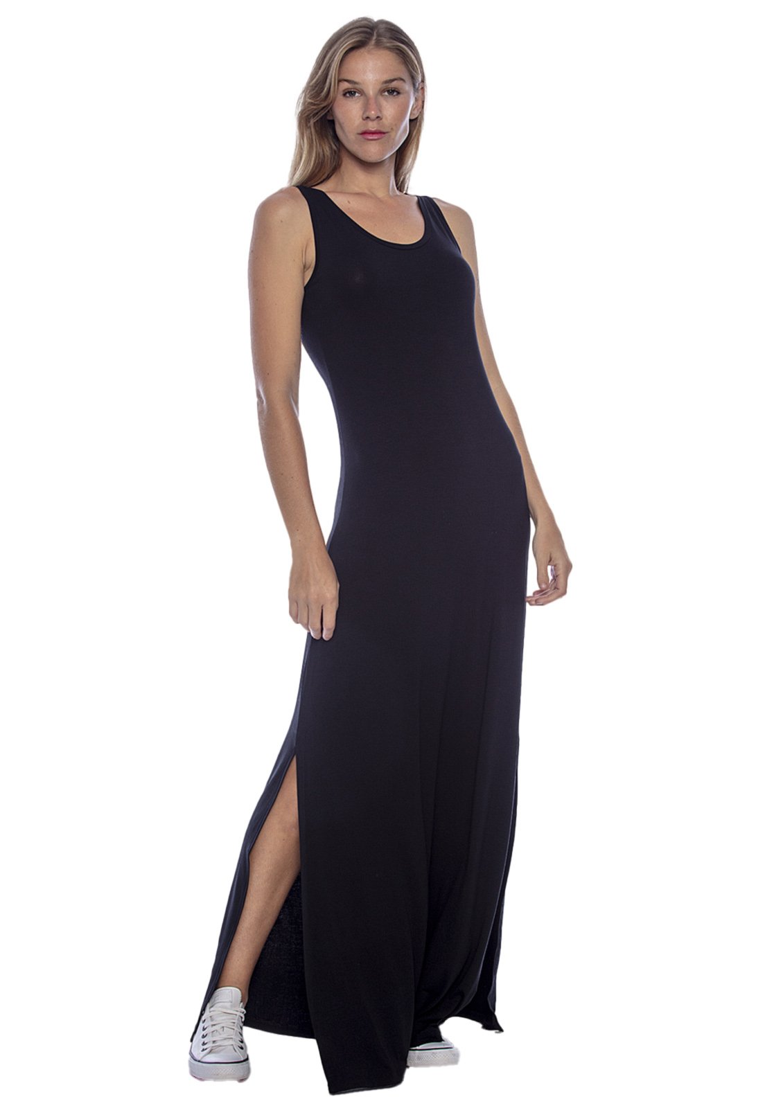 Vestido Longo Regata Malha Amazonia Vital Preto