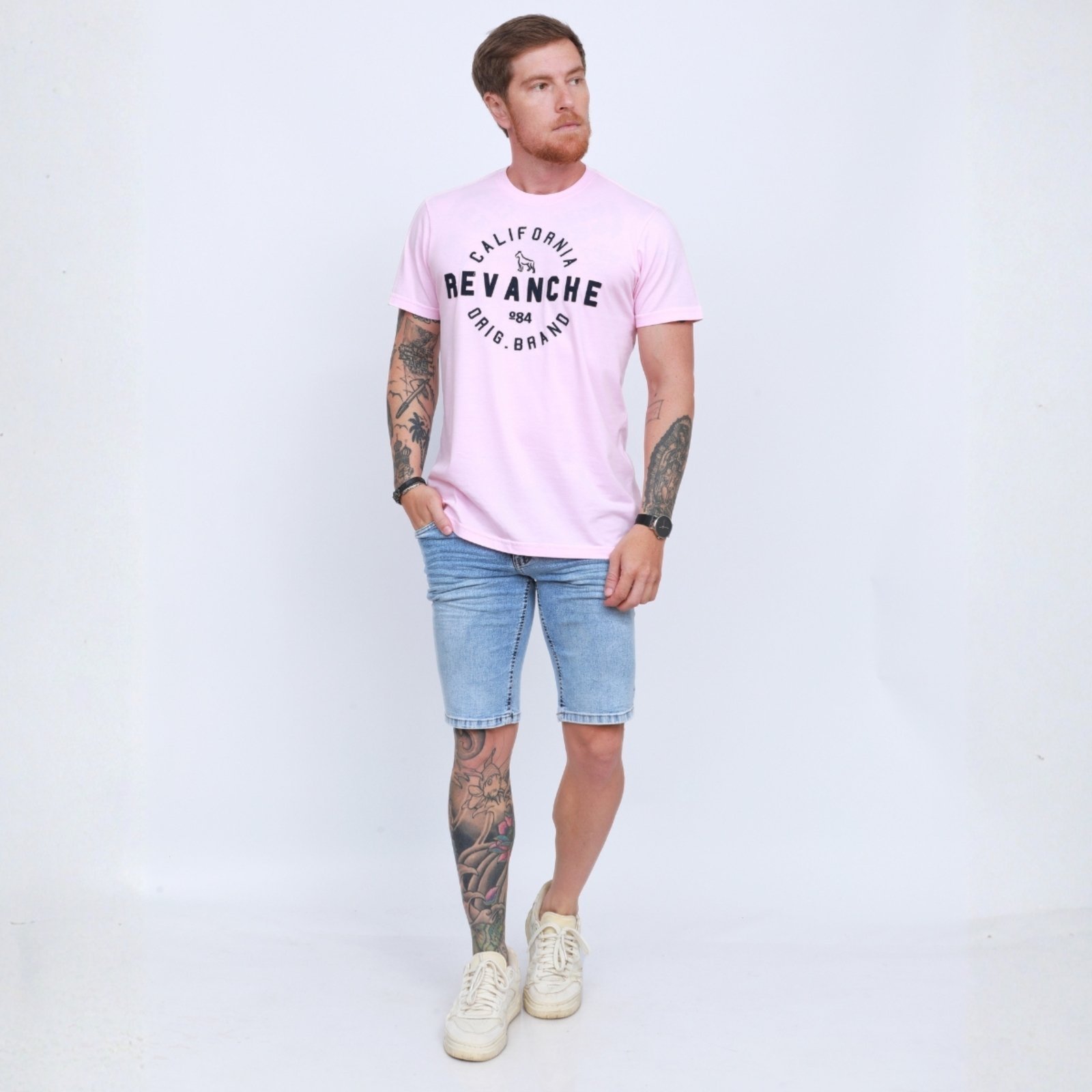Camiseta Bordada Masculino Revanche Celeste
