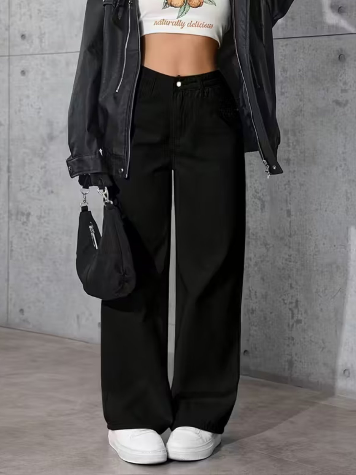 Calça Wide Leg Feminina Kovali Fashion Store Confortavel e Básica Tecido Premium Preta