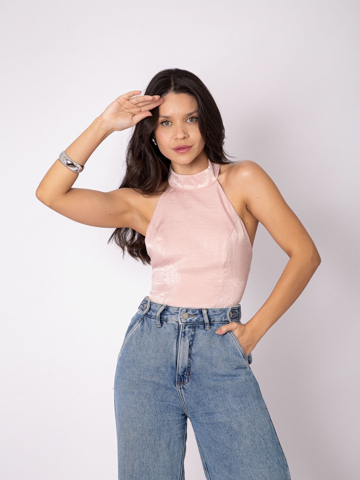 CROPPED FRENTE ÚNICA CETIM ROSA CLARO