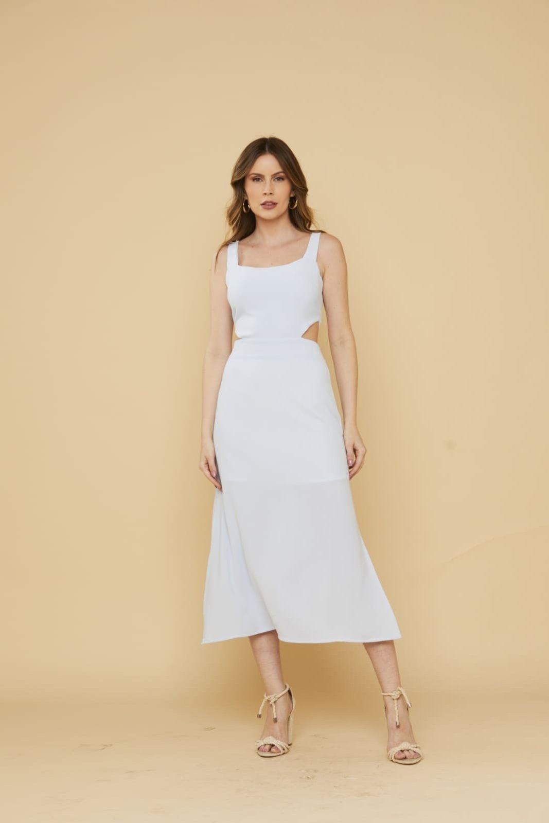 Vestido Midi Lemmut Azul com Recorte Lateral