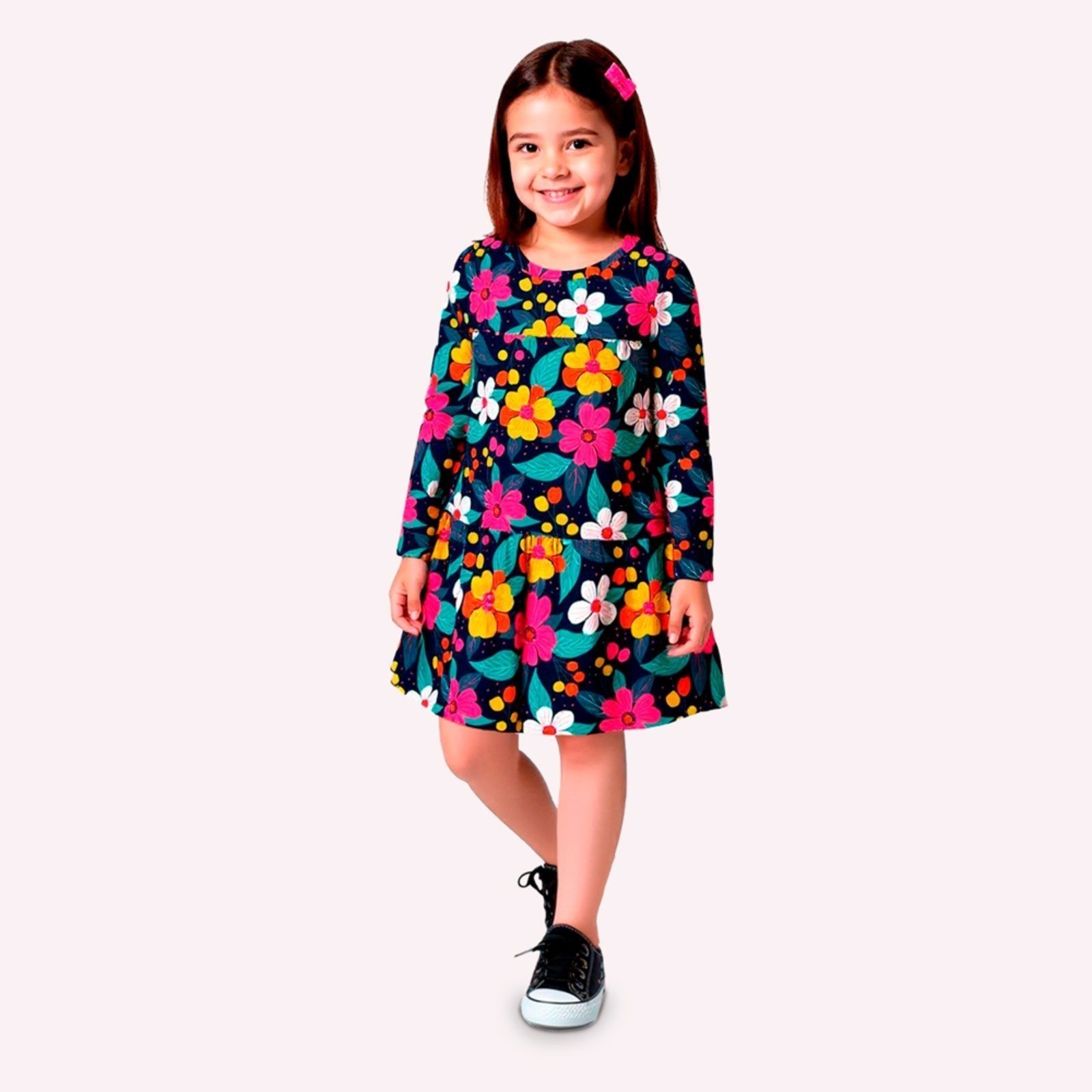 Infantil - Vestido Menina Flores Kyly