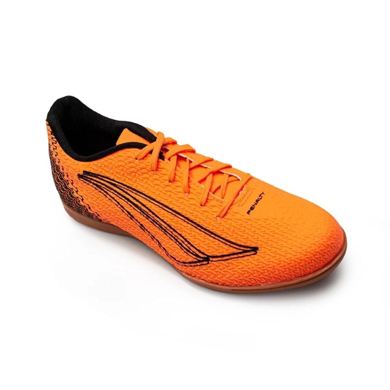 Vista 3 Chuteira Futsal Penalty Bravo XXII + Meião Color Sports de Futebol laranja Penalty laranja