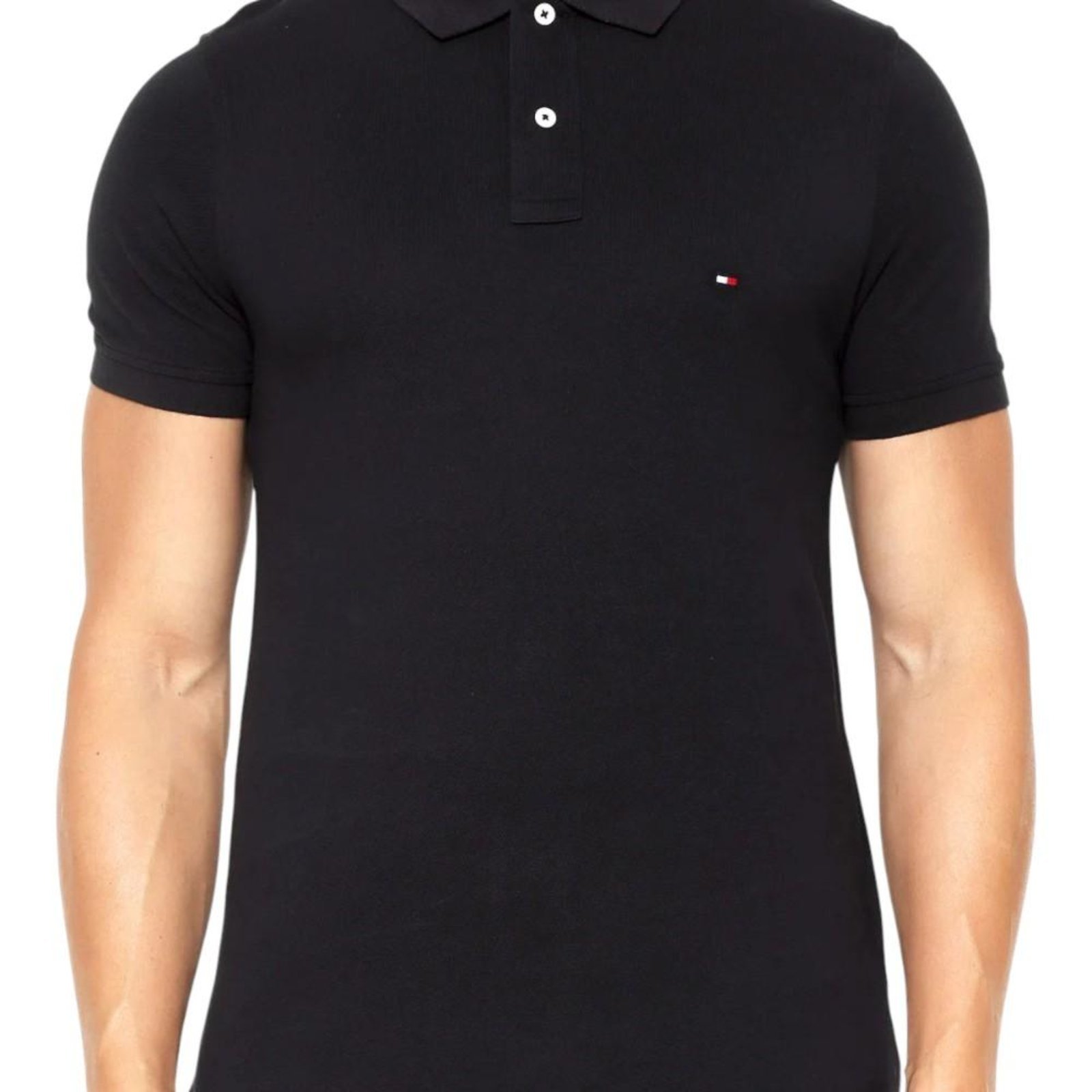 Vista 3 Camisa Polo Tommy Hilfiger Liquid Cotton Rwb Cuff Slim preto Tommy Hilfiger preto