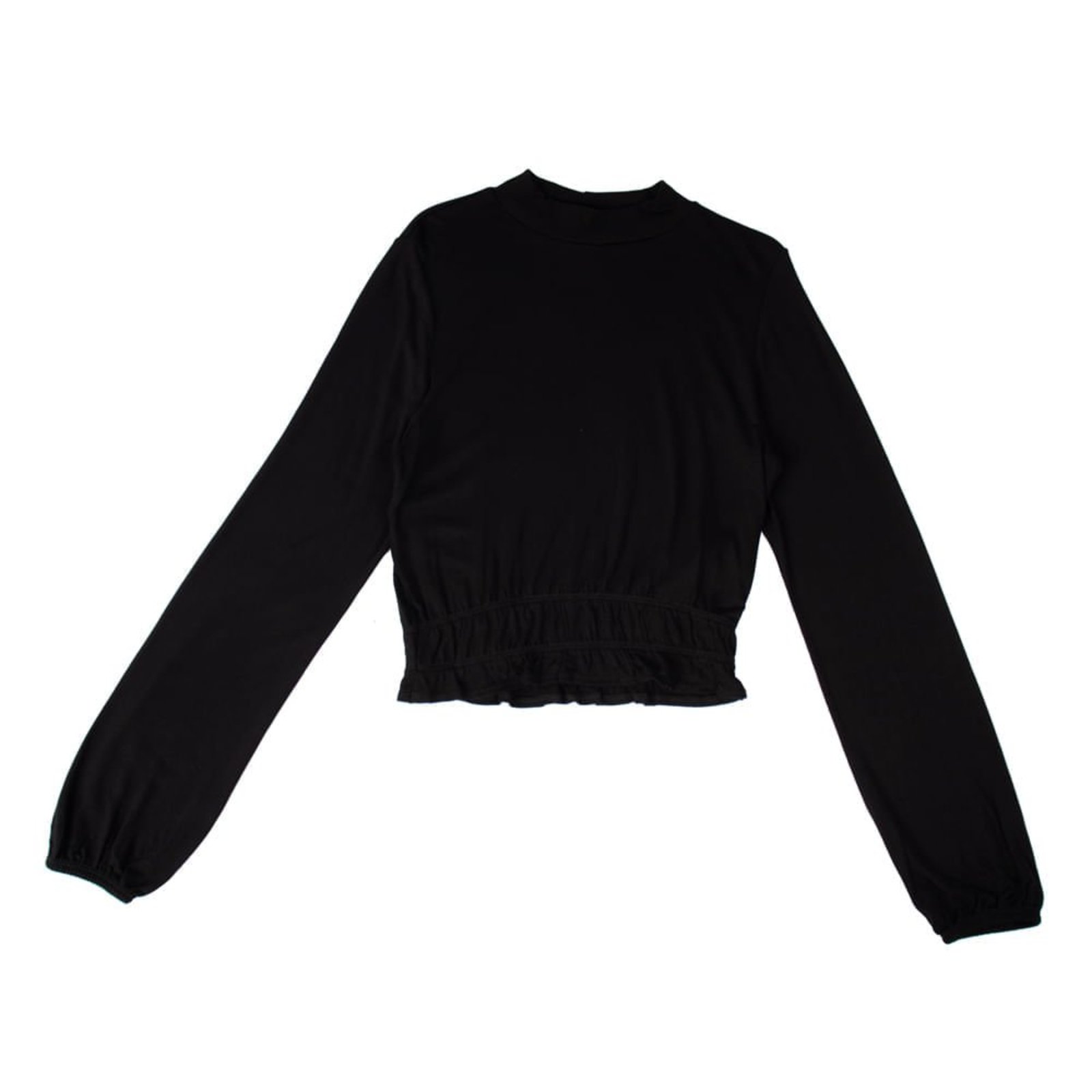 Blusa Endless Feminina Rovitex Manga Longa com Babado e Elástico Preto