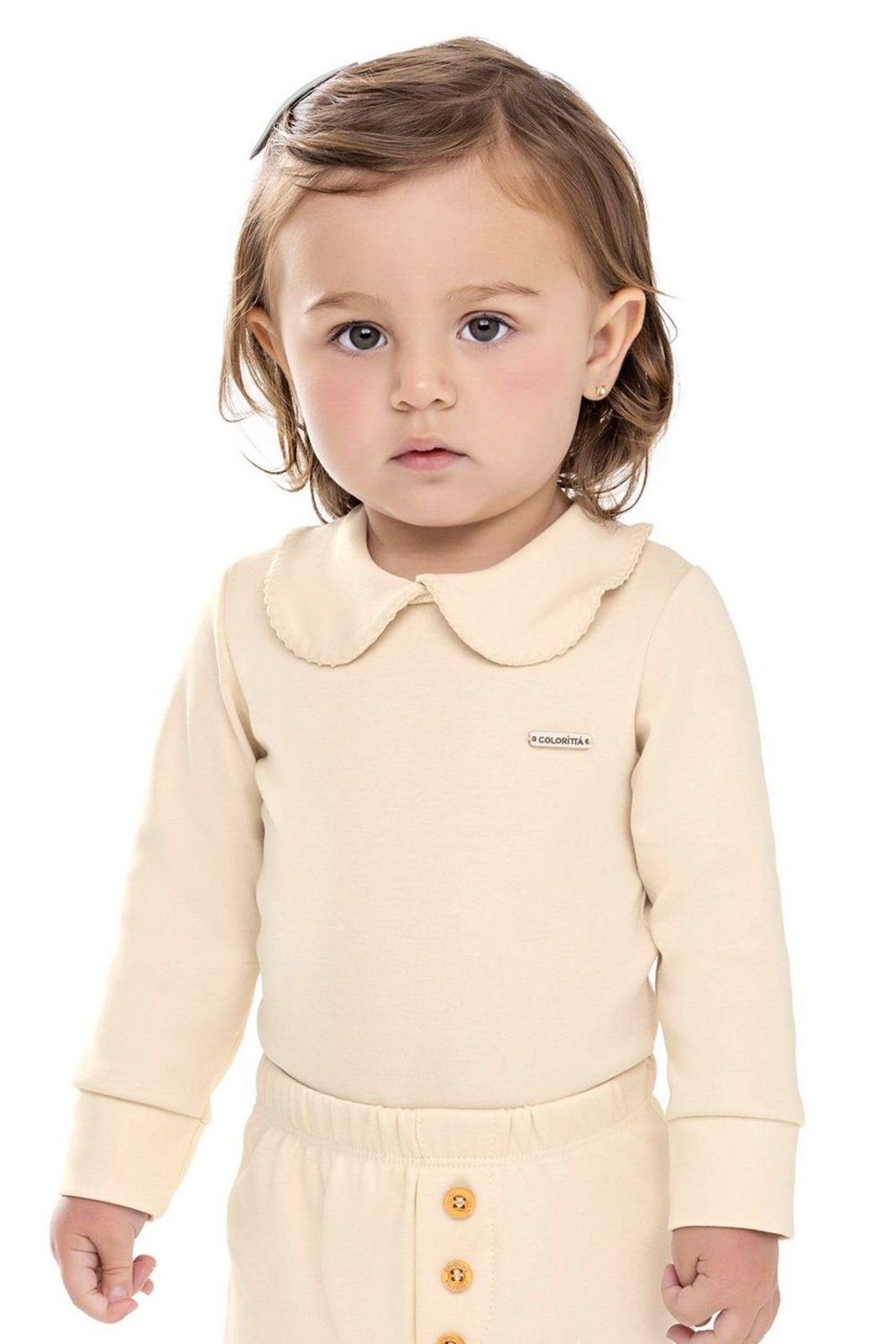 Infantil - Body Manga Longa Menina Gola Boneca Colorittá Bege