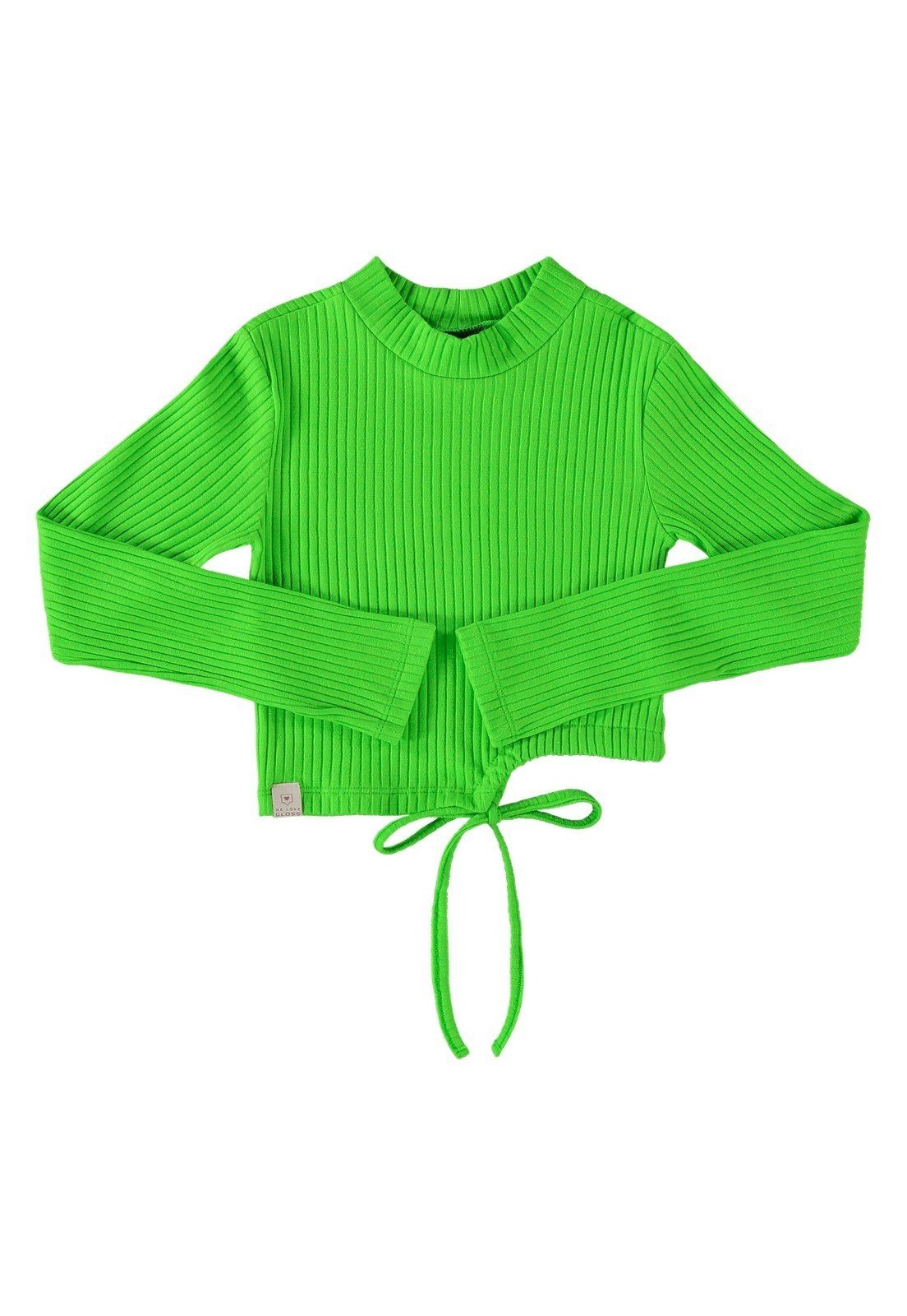 Infantil - Blusa Cropped Básica em Ribana Canelada Juvenil Gloss Verde
