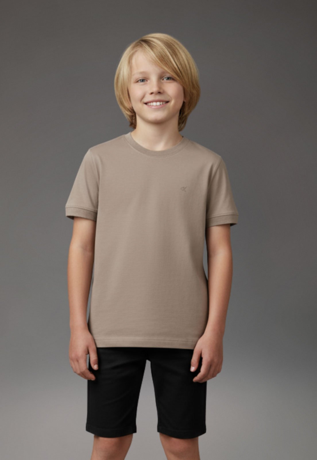 Infantil - Camiseta Calvin Klein Gola Redonda Bege