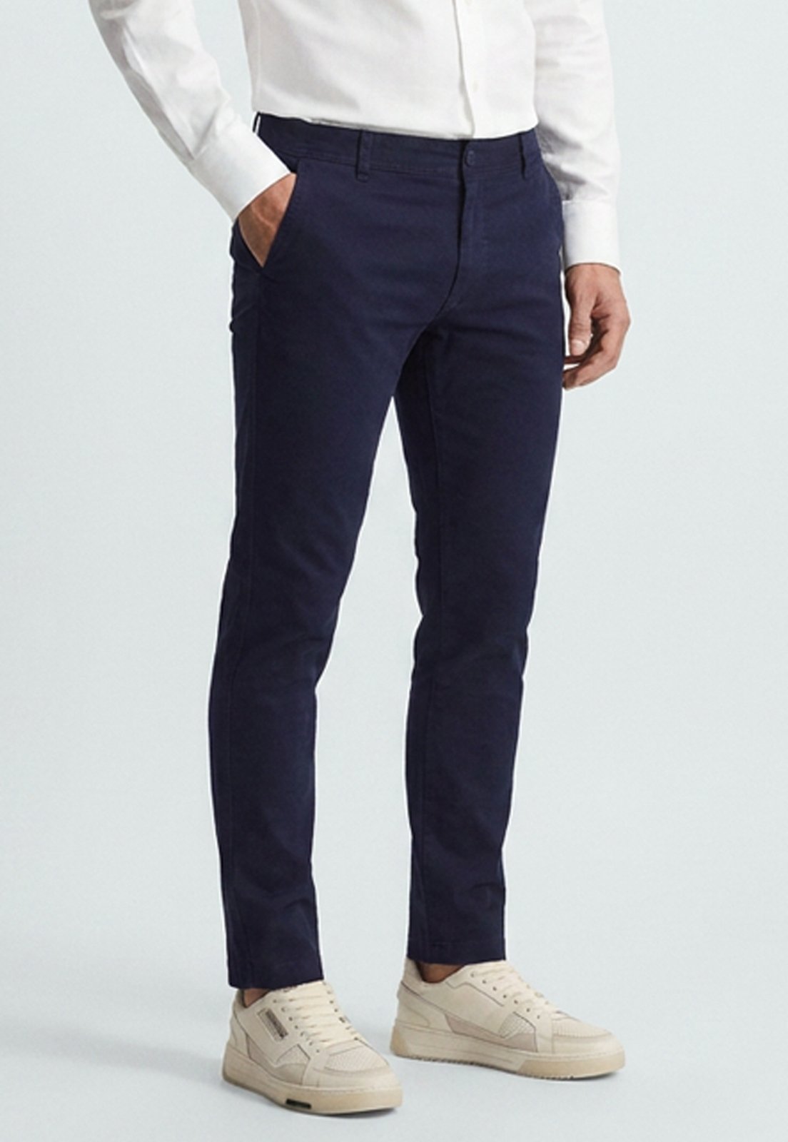 Calça Sarja Masculina Slim Fit com Elastano Cintura Média Bolso Social Azul