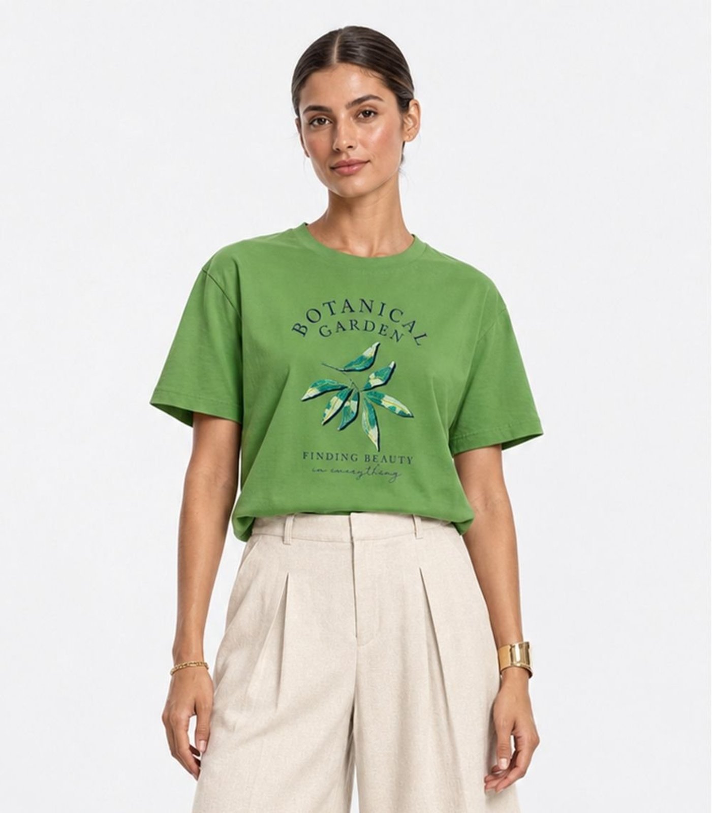 Camiseta Feminino Manga Curta Meia Malha Endless Verde