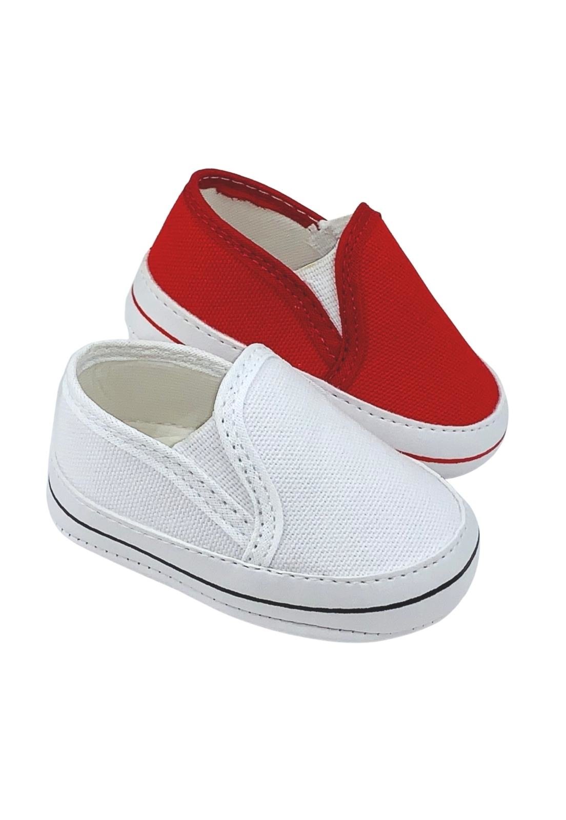 Infantil – Kit Com 2 Pares Tênis Iate De Para Recém Nascido Direto Da Fábrica Branco E Vermelho