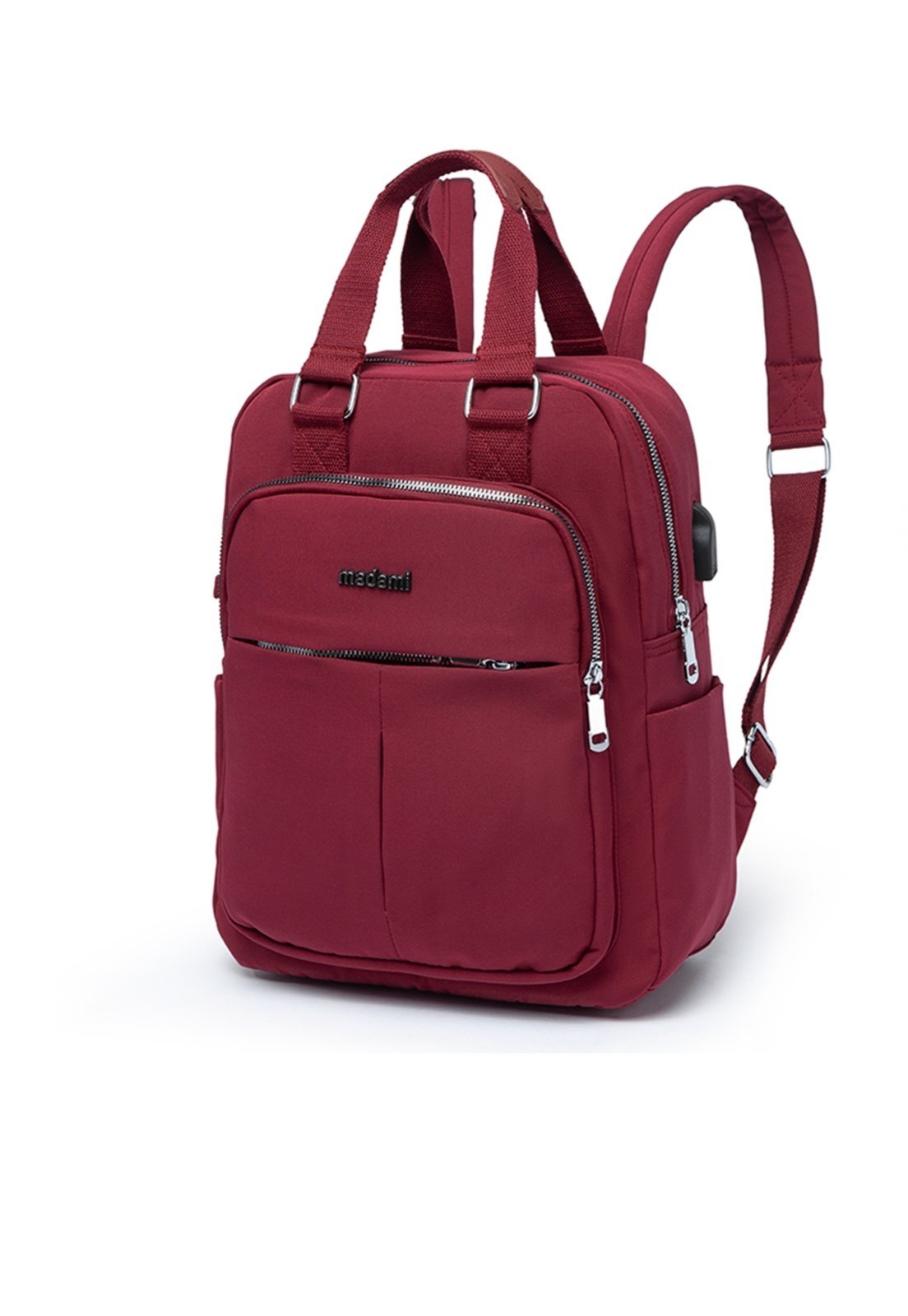 Vista 3 Mochila Feminina Bolsa Resistente Usb Notebook Reforçada Madami vermelho Madami vermelho